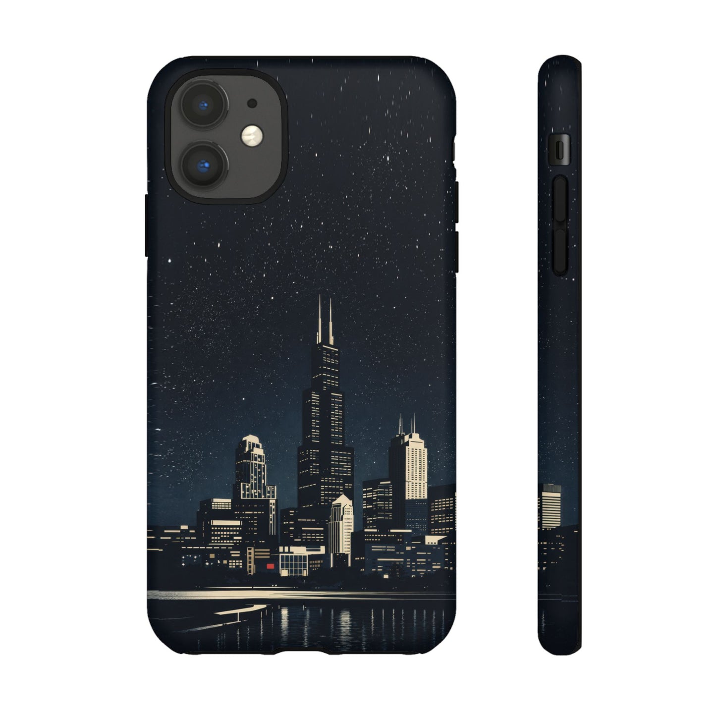 Chicago City Skyline Tough Phone Case – Nighttime Chicago Skyscraper Design