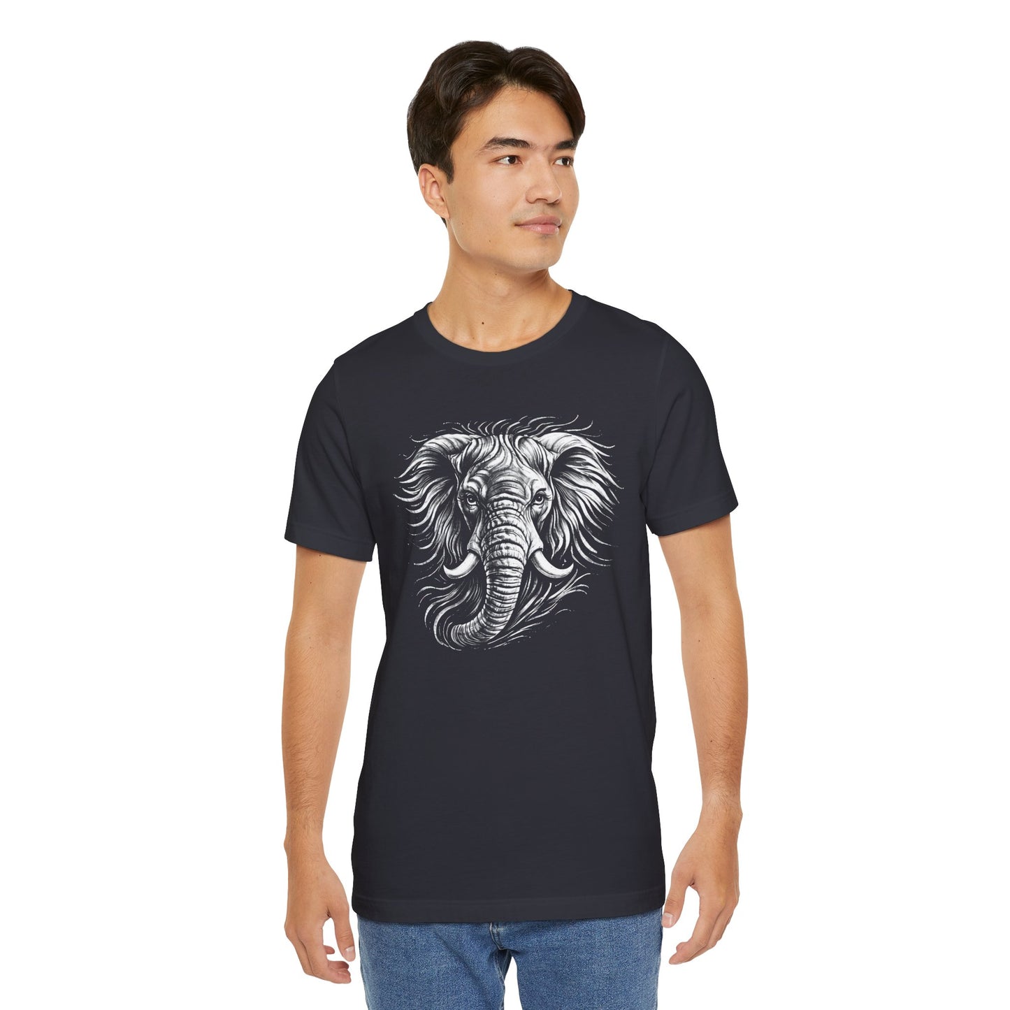 Elephant Head Graphic Tee — Detailed Monochrome in chalk drawing style Wildlife T-Shirt
