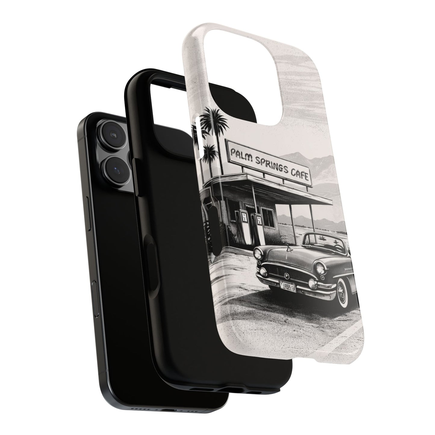 Vintage Palm Springs Cafe Phone Case – Retro Convertible Roadtrip Design