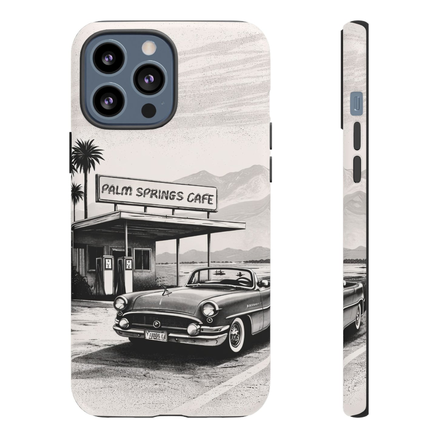 Vintage Palm Springs Cafe Phone Case – Retro Convertible Roadtrip Design