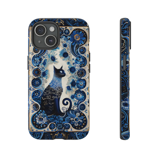 Black cat in frame Tough Cases