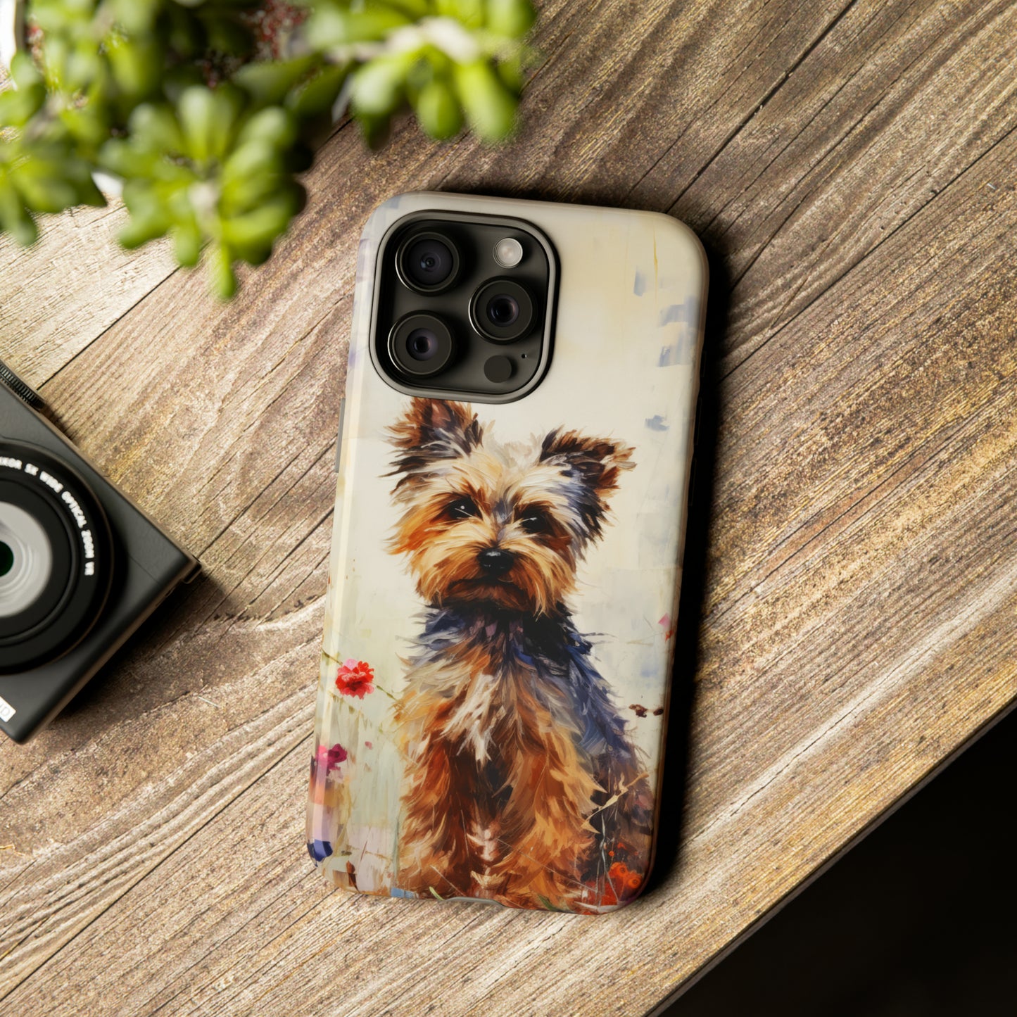 Yorkie in flowers Tough Cases