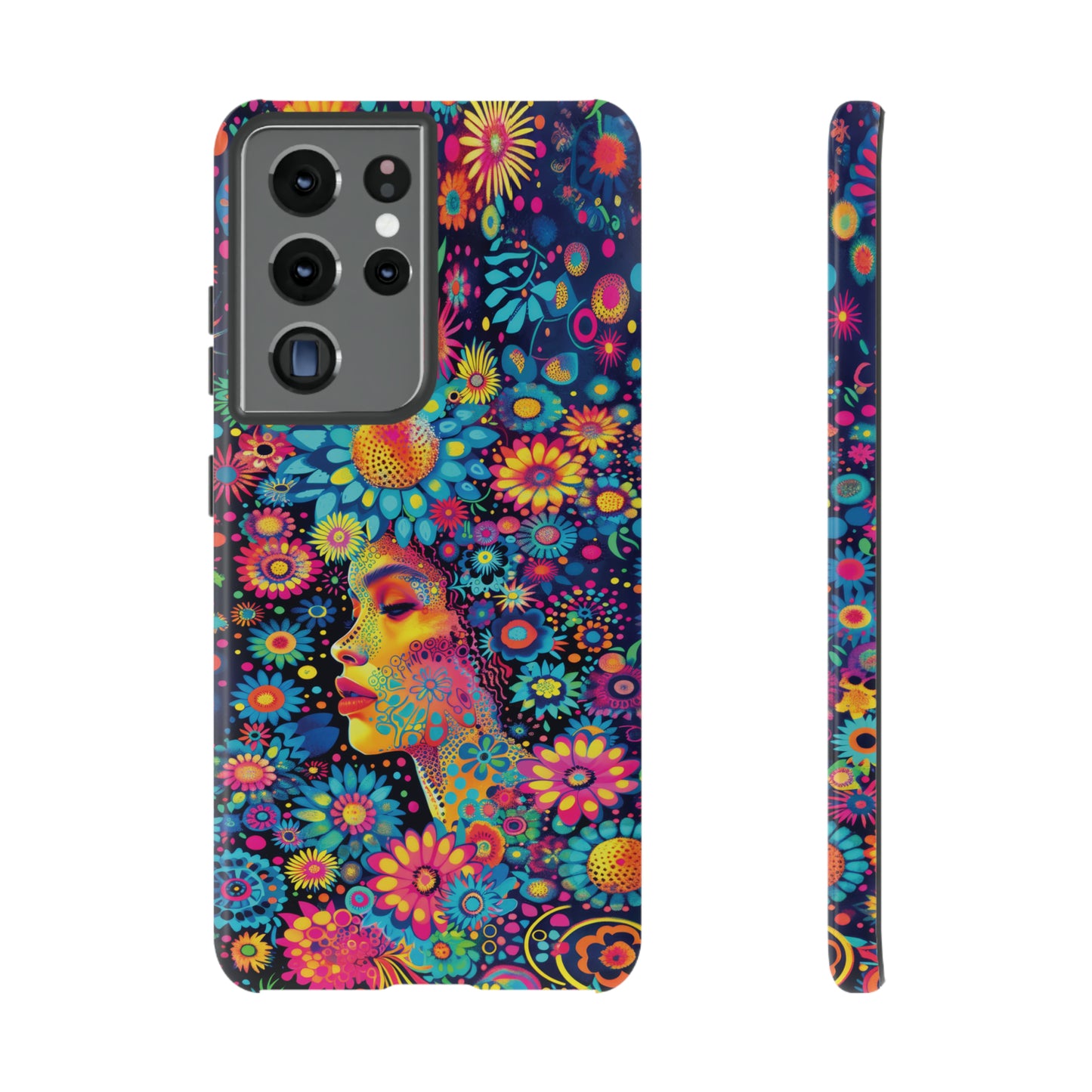 Phone Case, whimsical flower girl, Artistic design, Tough Case, Colorful flower fantasy design, iPhone 15, 14, 13, 12, 11, Samsung, Pixel