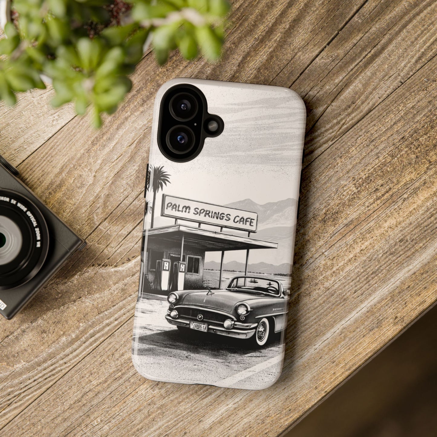Vintage Palm Springs Cafe Phone Case – Retro Convertible Roadtrip Design