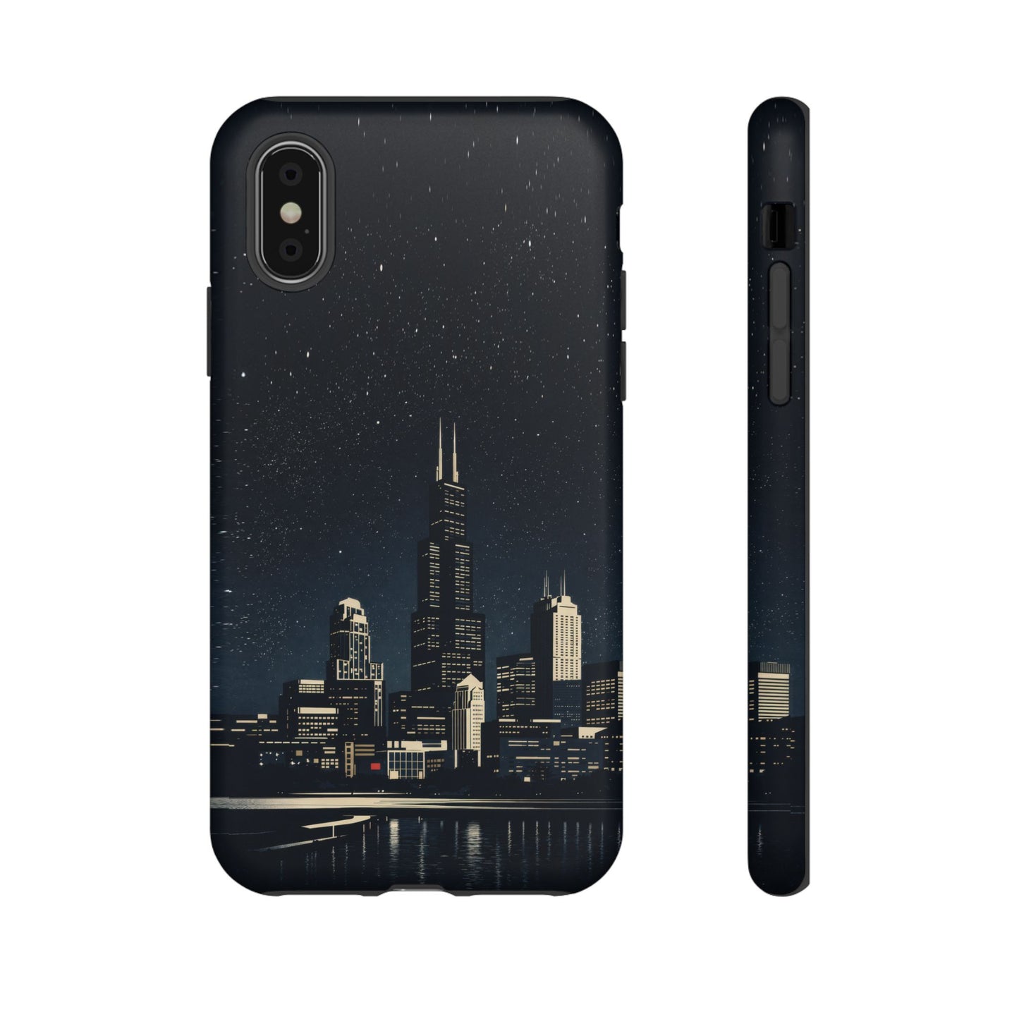 Chicago City Skyline Tough Phone Case – Nighttime Chicago Skyscraper Design