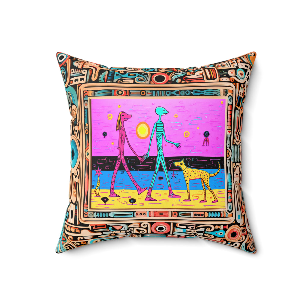 Couple on the  Beach Square Pillow