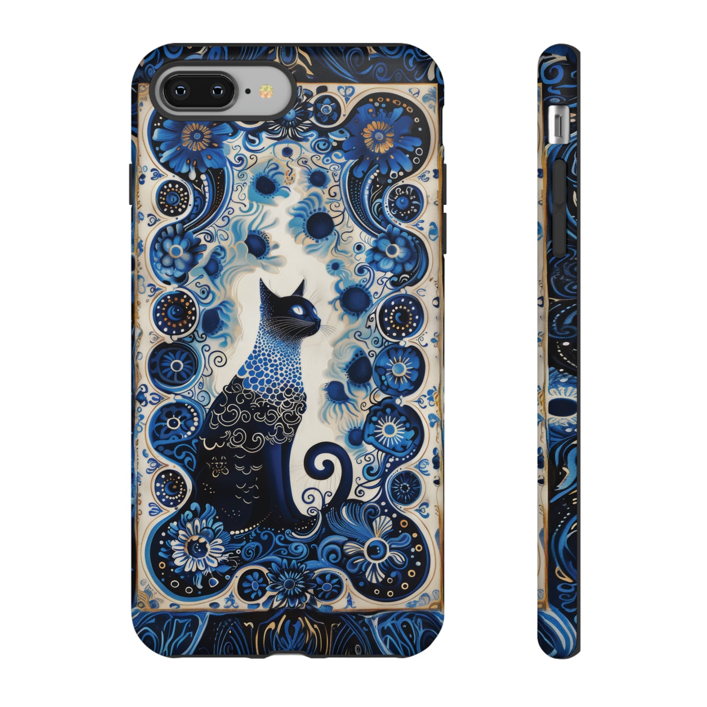 Black cat in frame Tough Cases