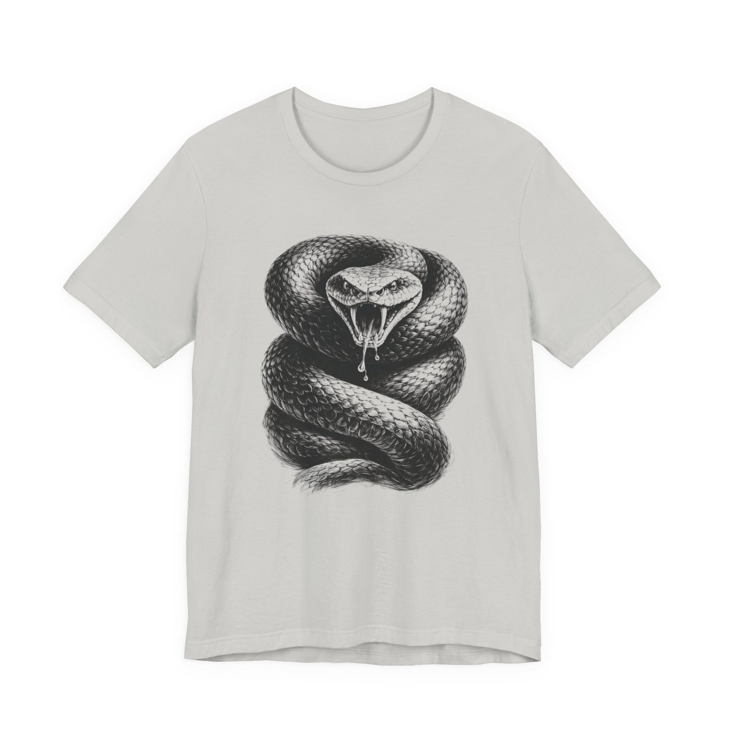 Snake Graphic Tee in charcoal drawing style — Coiled Rattlesnake Illustration T-Shirt