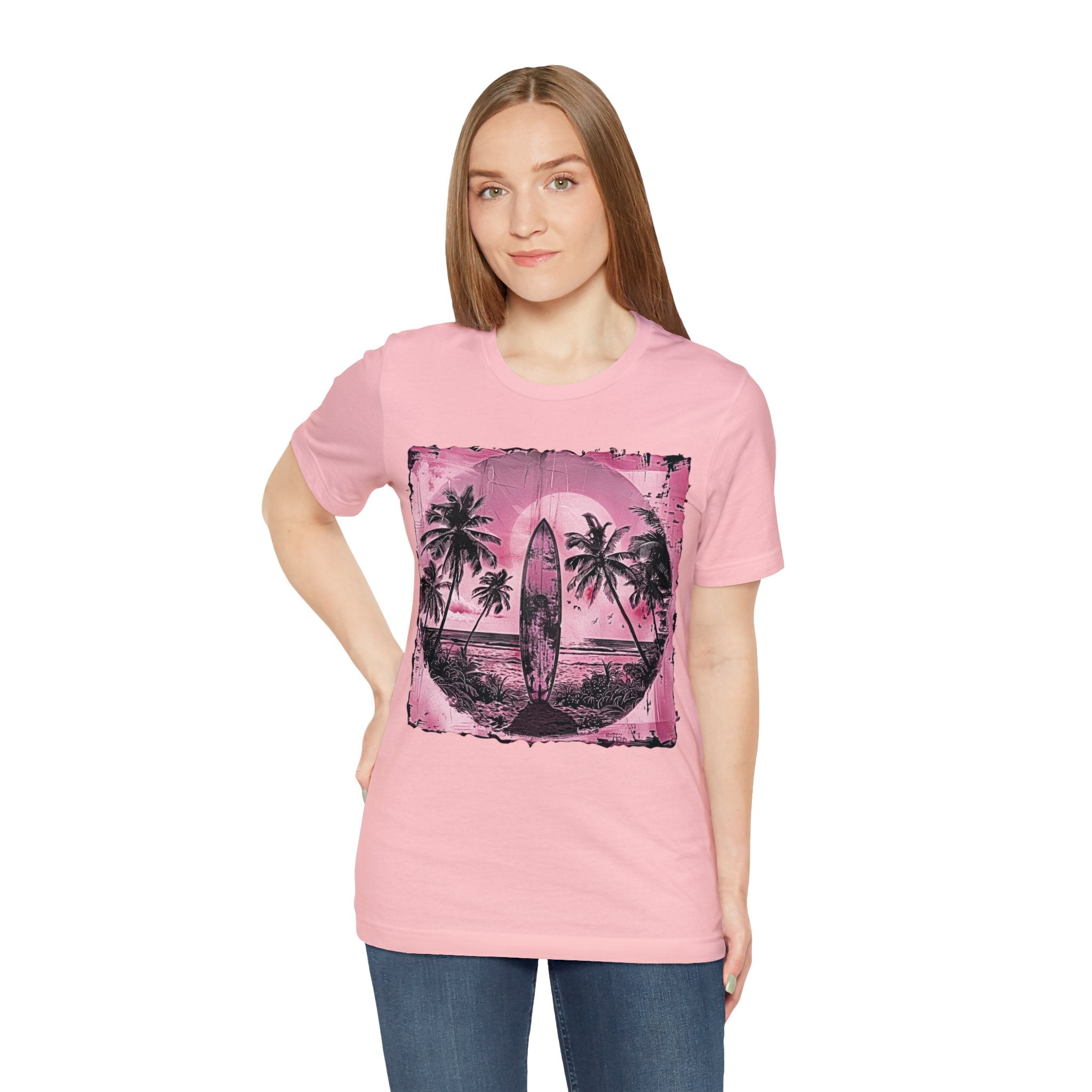 Pink vintage surfboard Unisex Jersey Short Sleeve Tee