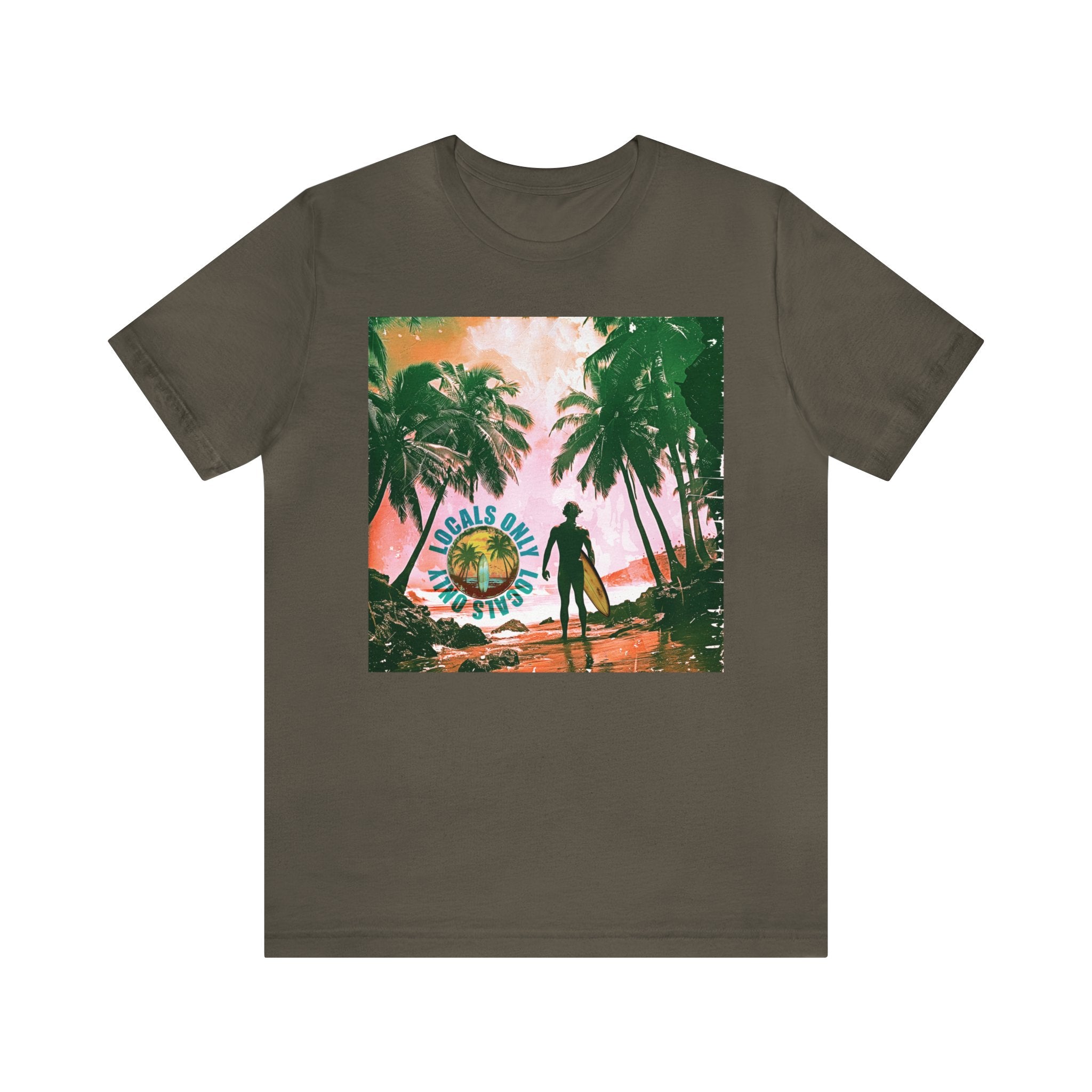 Beach scene with Locals Only stamp Unisex Jersey Short Sleeve Tee