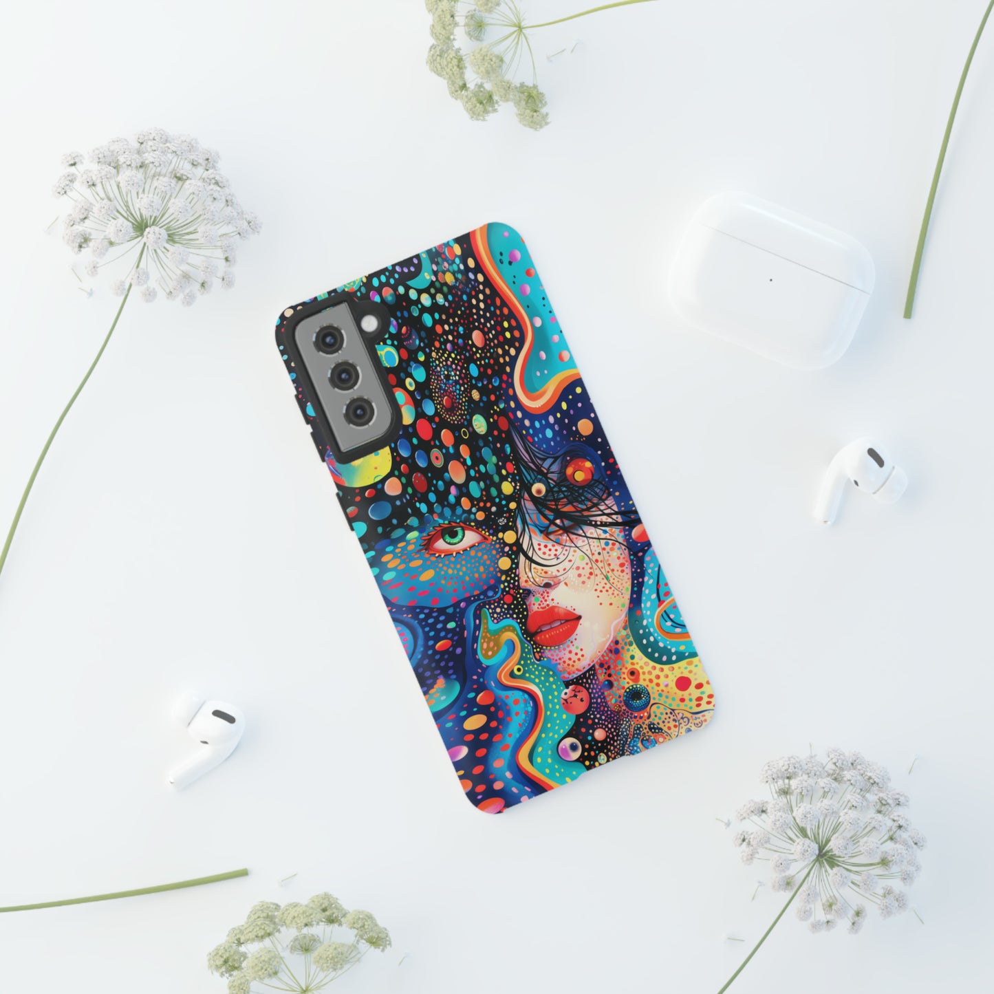 Phone Case, dream in color, Artistic design, Tough Case, Colorful whimsical flower design, iPhone 15, 14, 13, 12, 11, Samsung, Pixel