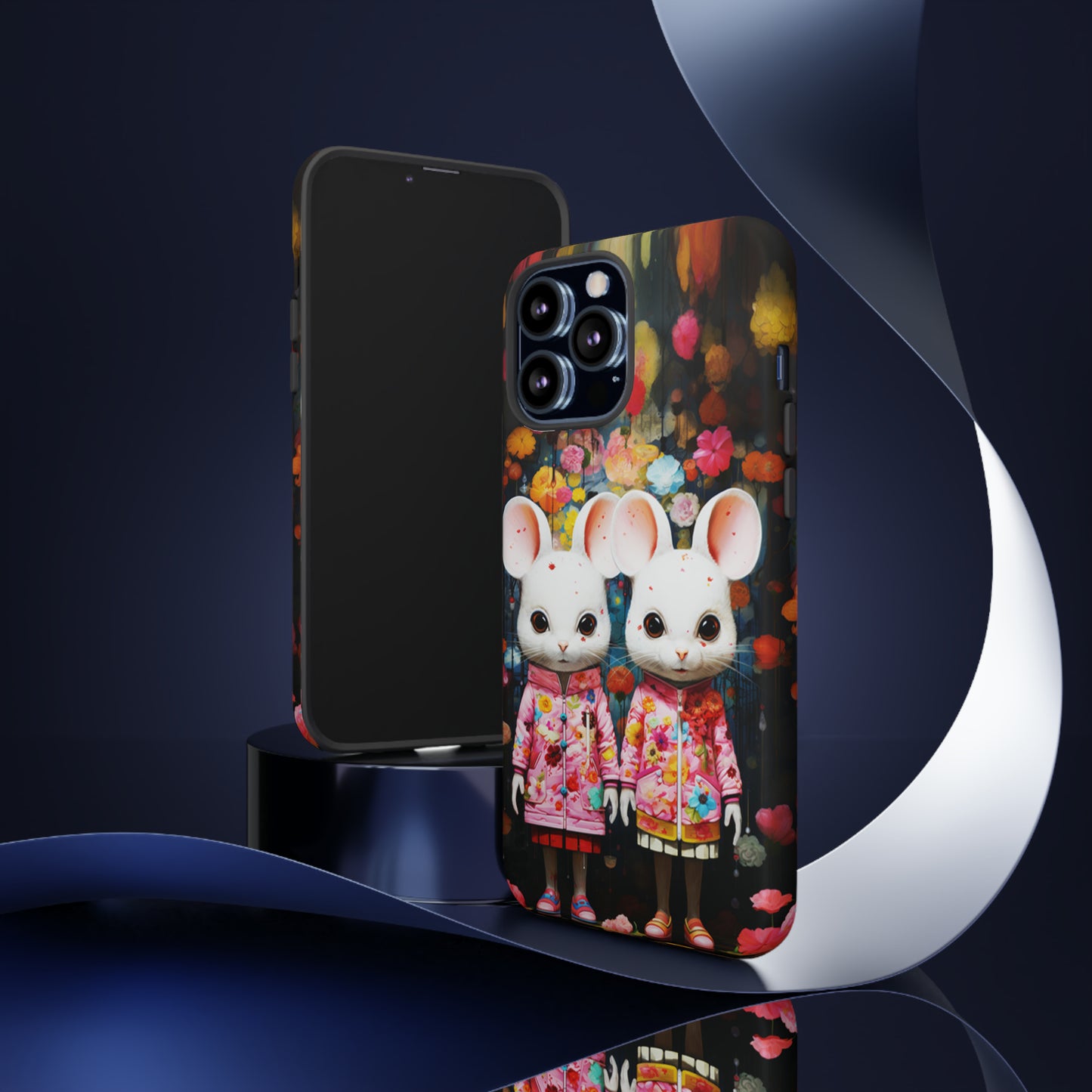 Two mice and flowers Tough Cases