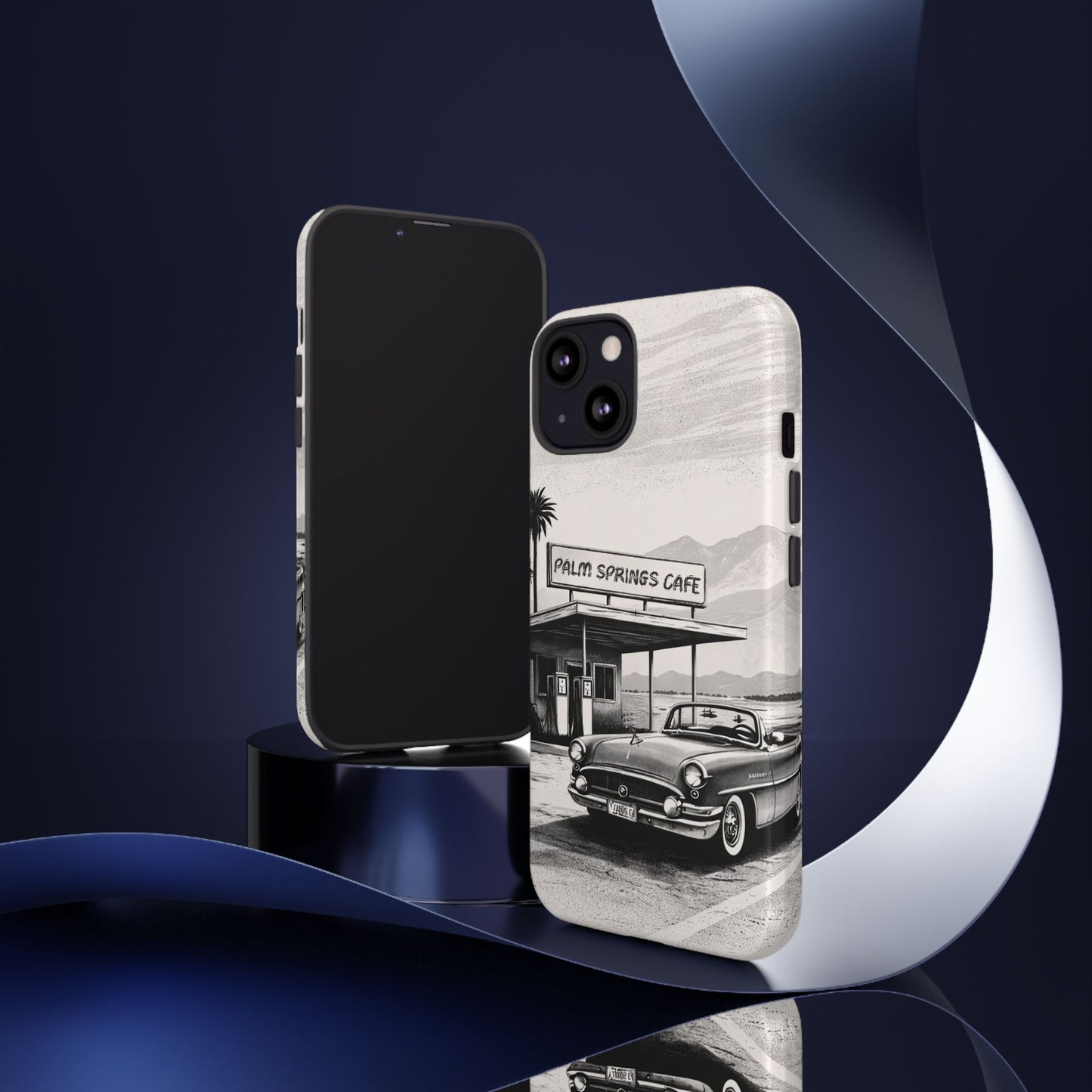 Vintage Palm Springs Cafe Phone Case – Retro Convertible Roadtrip Design