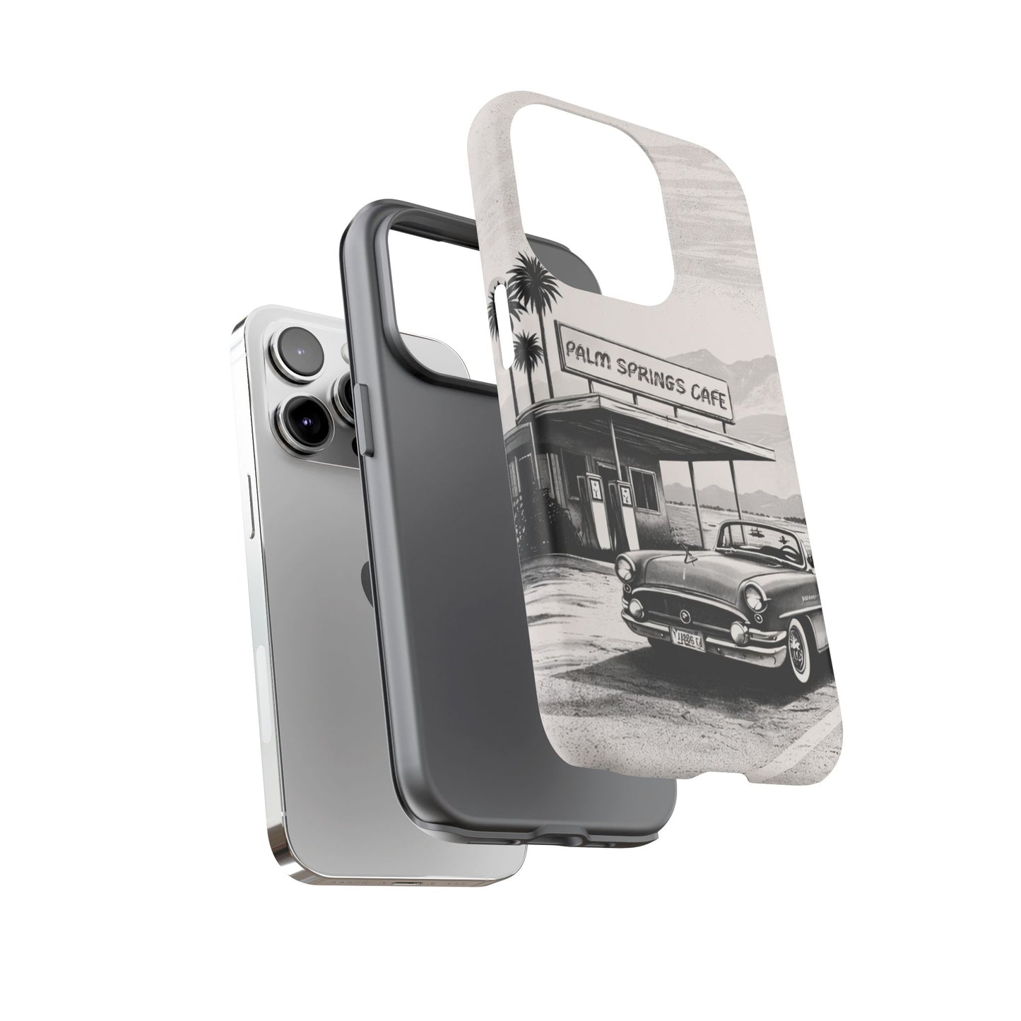 Vintage Palm Springs Cafe Phone Case – Retro Convertible Roadtrip Design