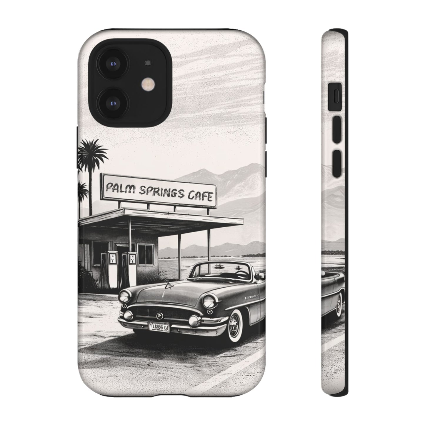 Vintage Palm Springs Cafe Phone Case – Retro Convertible Roadtrip Design