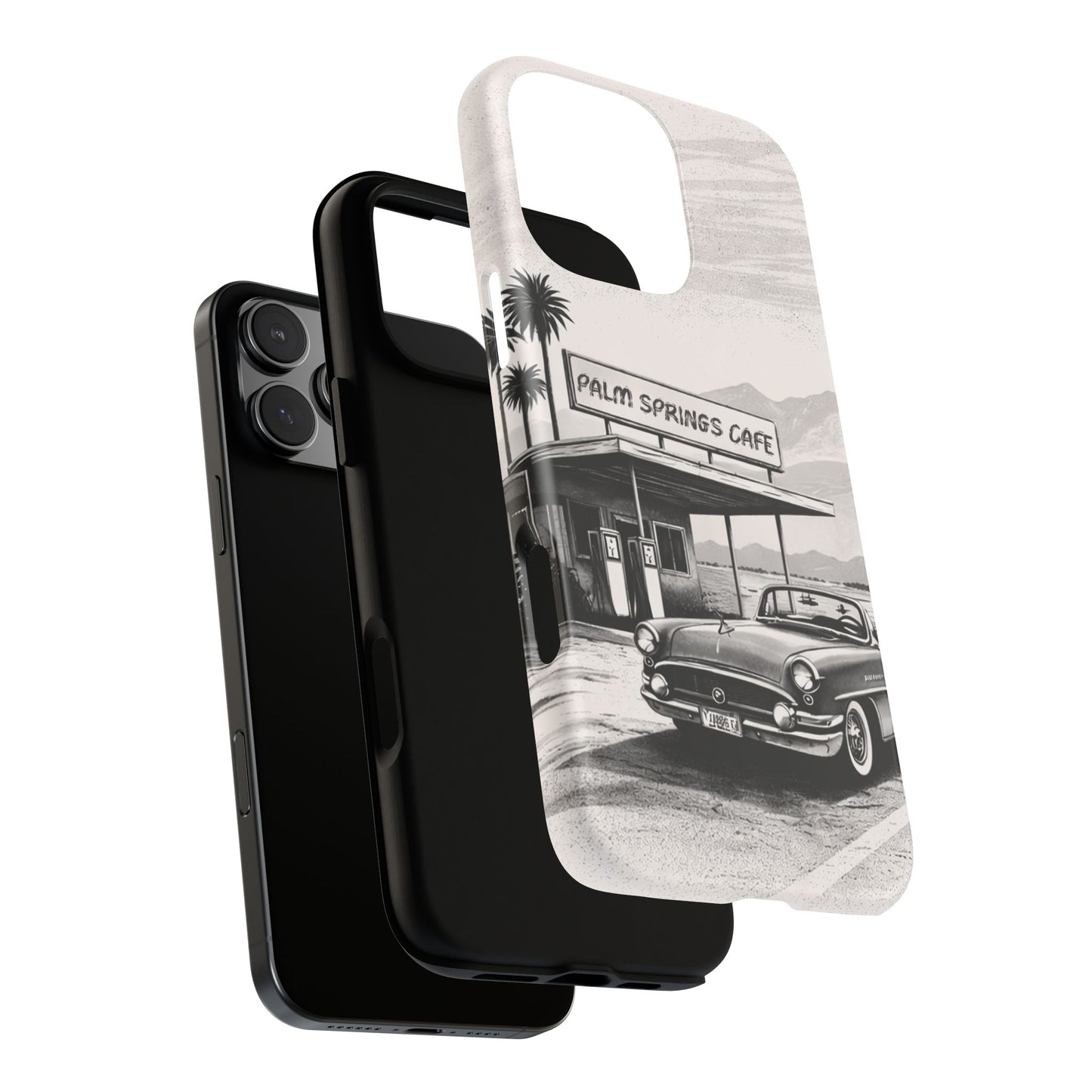 Vintage Palm Springs Cafe Phone Case – Retro Convertible Roadtrip Design