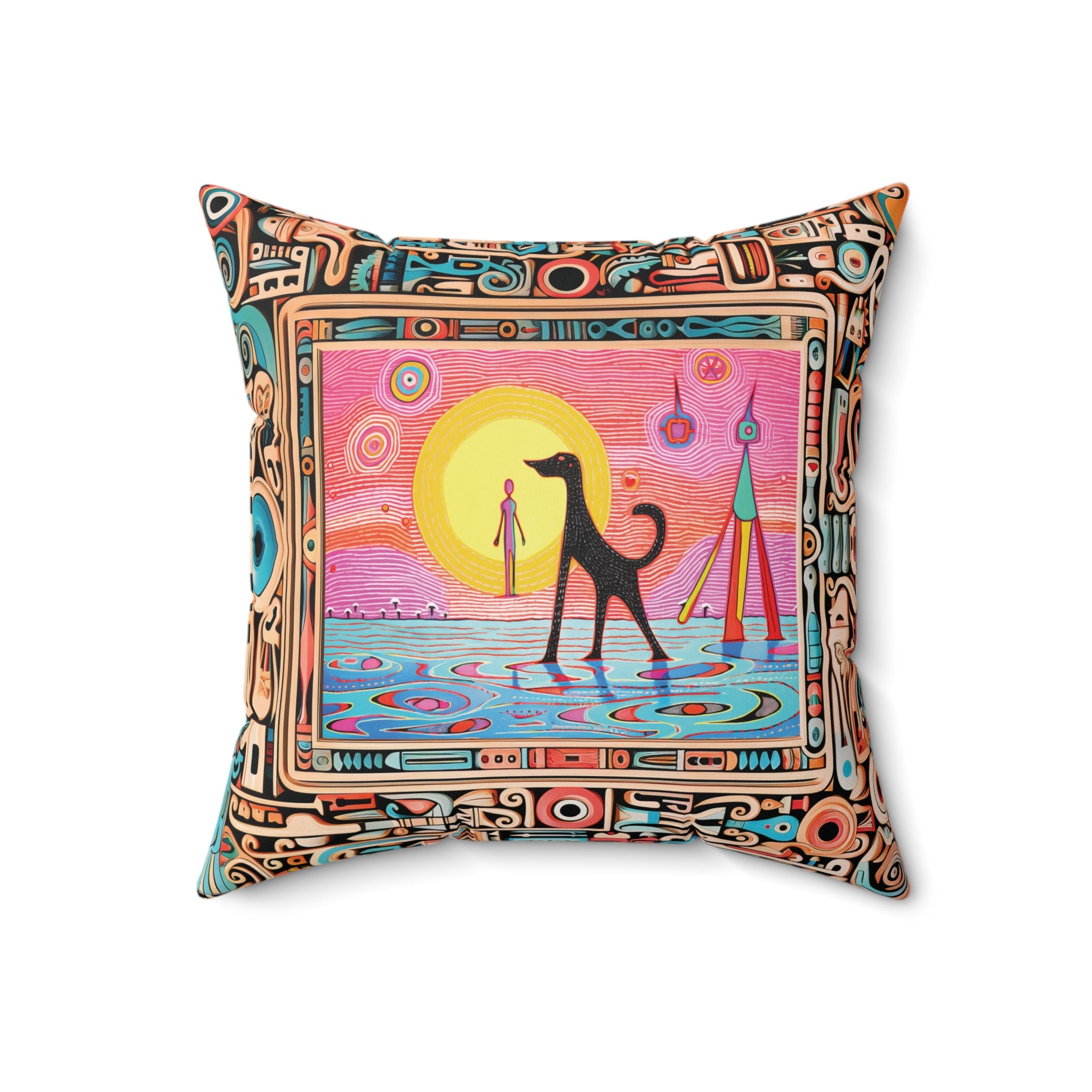 Sunset Beach Square Pillow