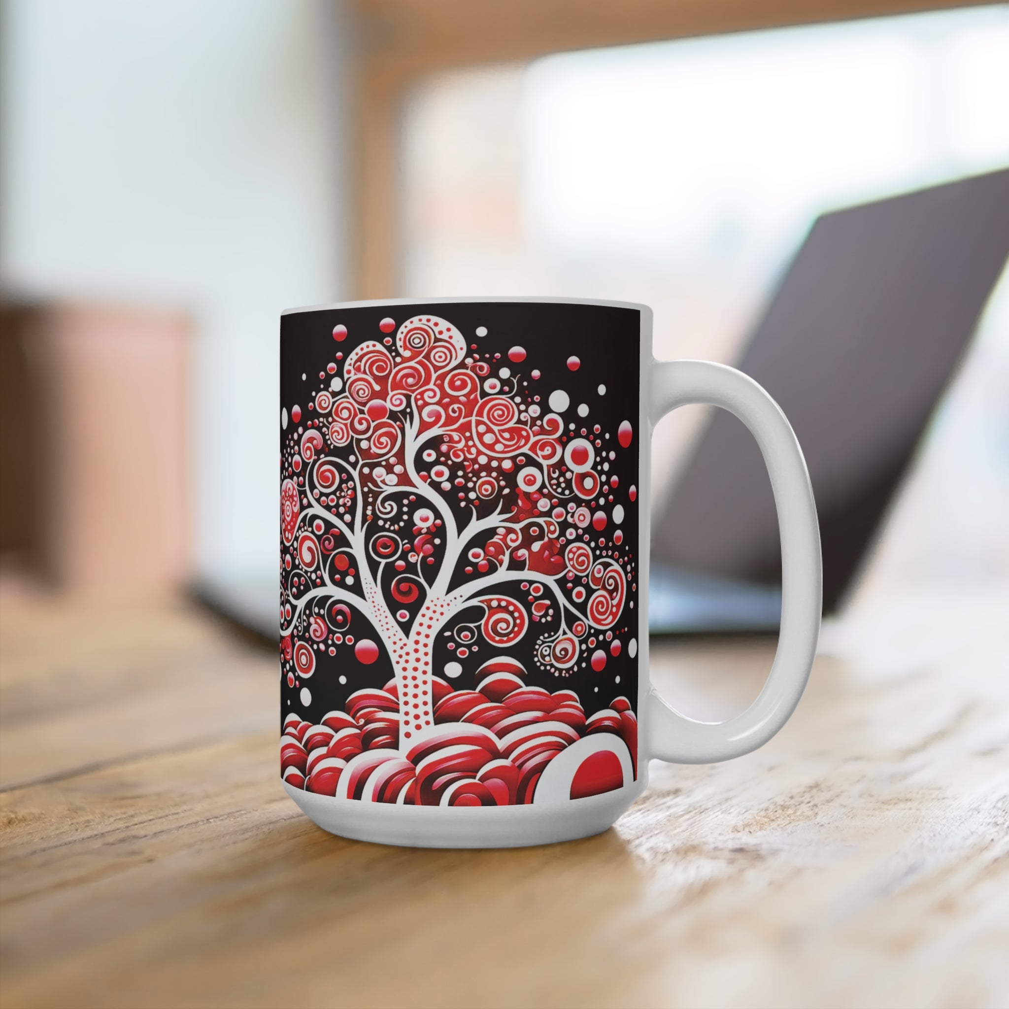 Mug 15oz Red & White Pear Tree