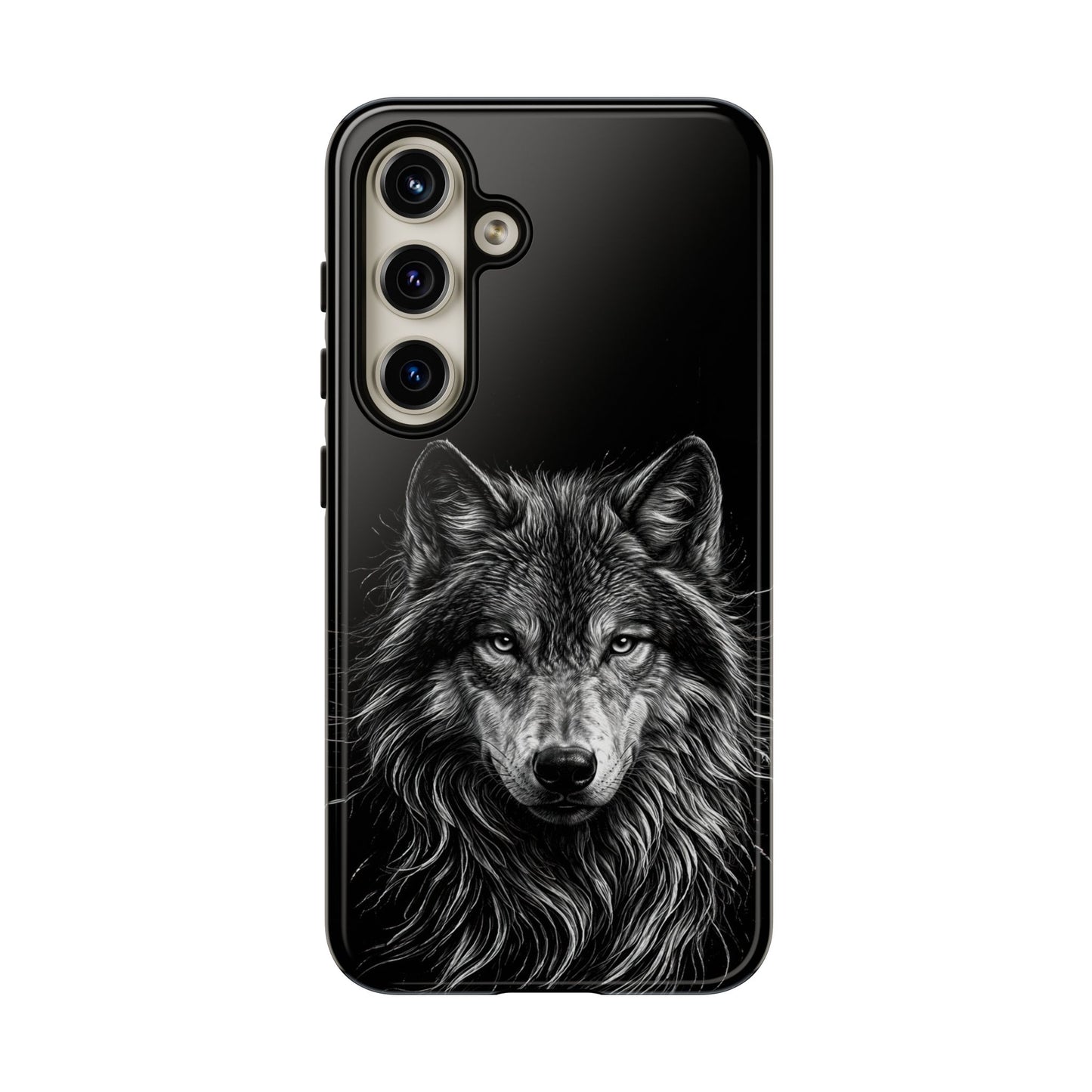 Wolf drawing Phone Case - Tough and Stylish Black Design