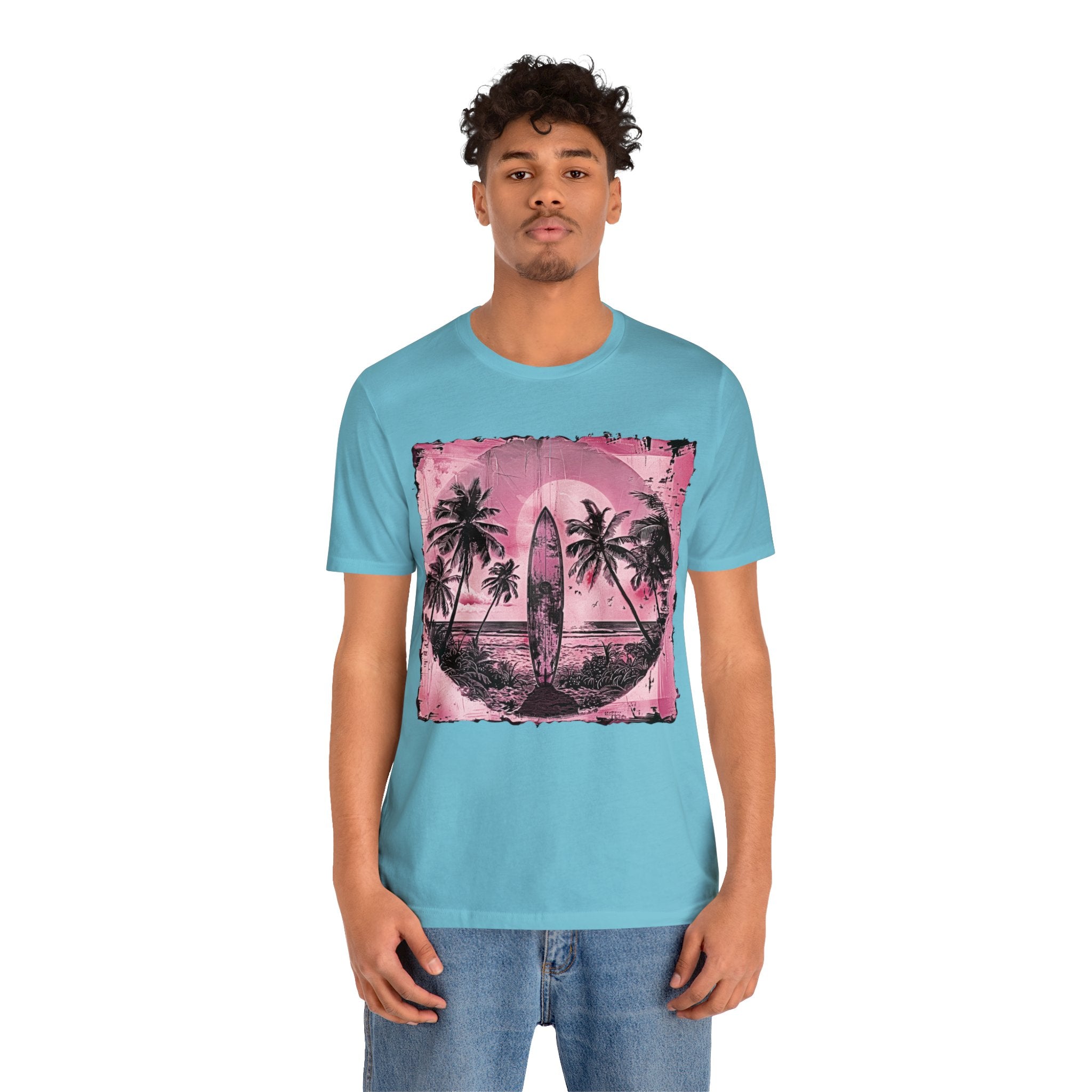 Pink vintage surfboard Unisex Jersey Short Sleeve Tee