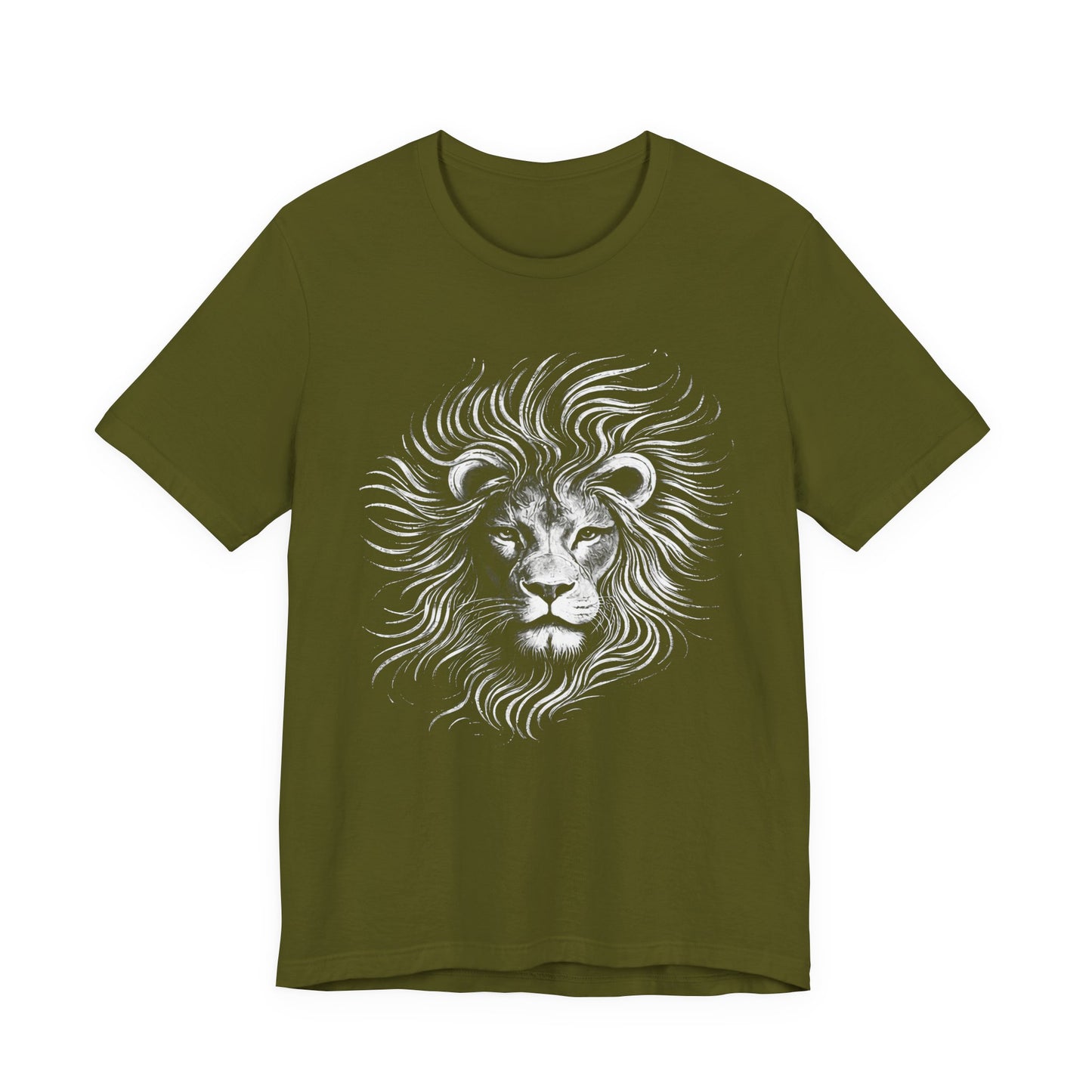 Lion Head Graphic Tee in hand drawn chalk style — Majestic Monochrome Lion Illustration T-Shirt