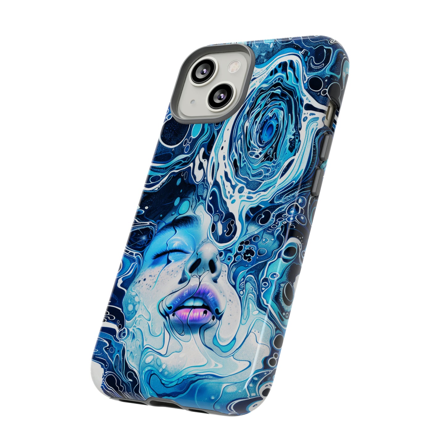 Phone Case, whimsical water fantasy design, blue woman in water, Artistic design, Tough Case, , iPhone 15, 14, 13, 12, 11, Samsung, Pixel