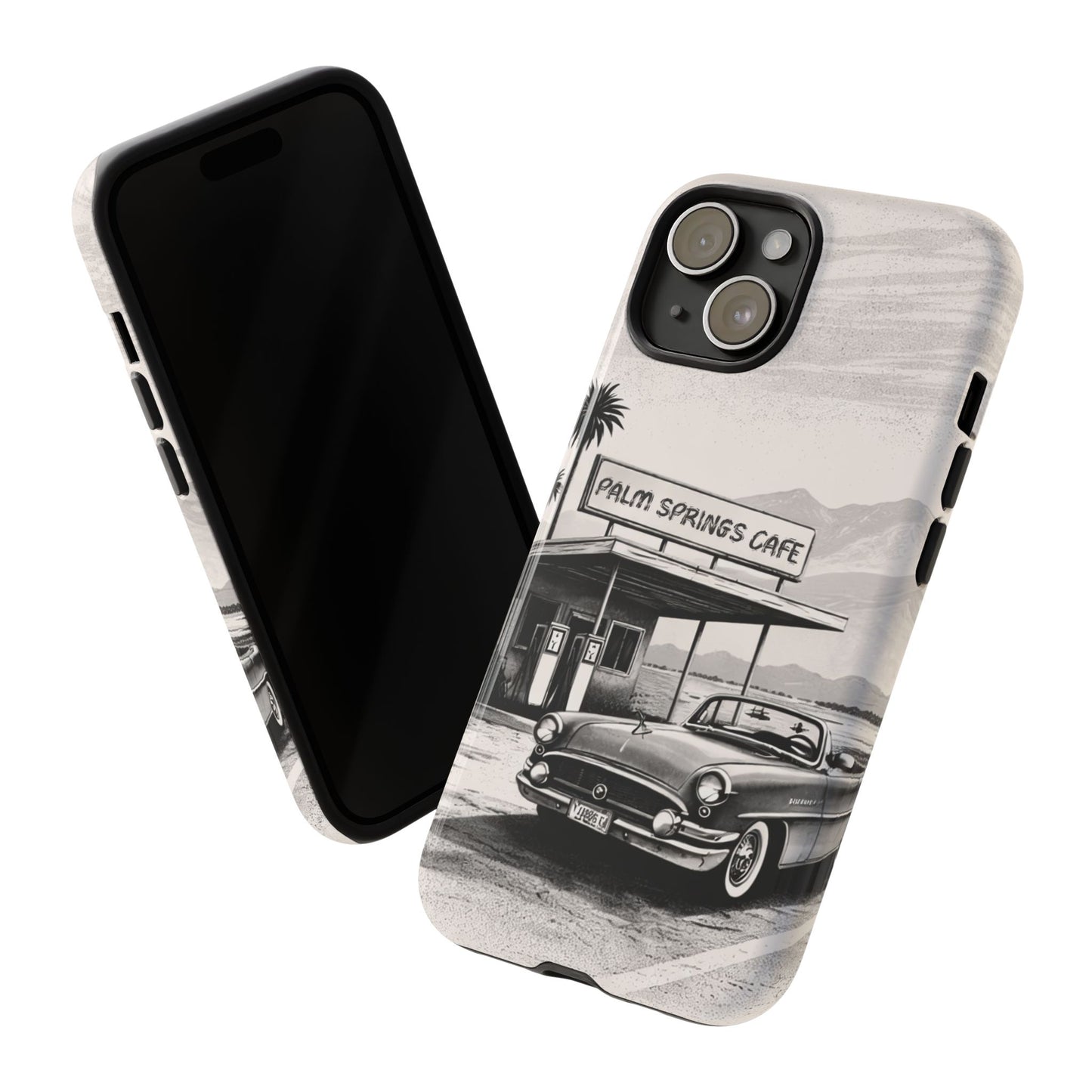 Vintage Palm Springs Cafe Phone Case – Retro Convertible Roadtrip Design