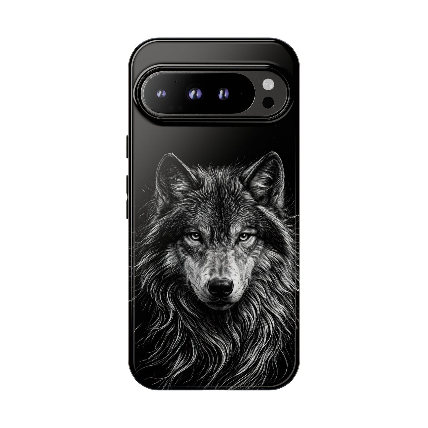 Wolf drawing Phone Case - Tough and Stylish Black Design