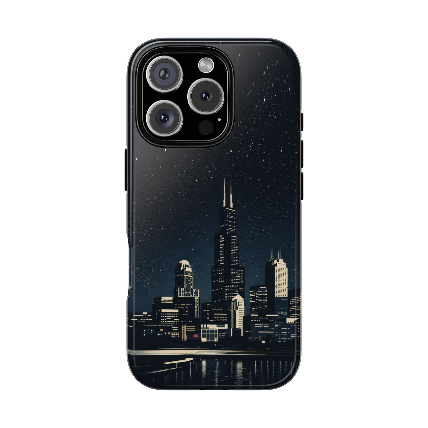 Chicago City Skyline Tough Phone Case – Nighttime Chicago Skyscraper Design