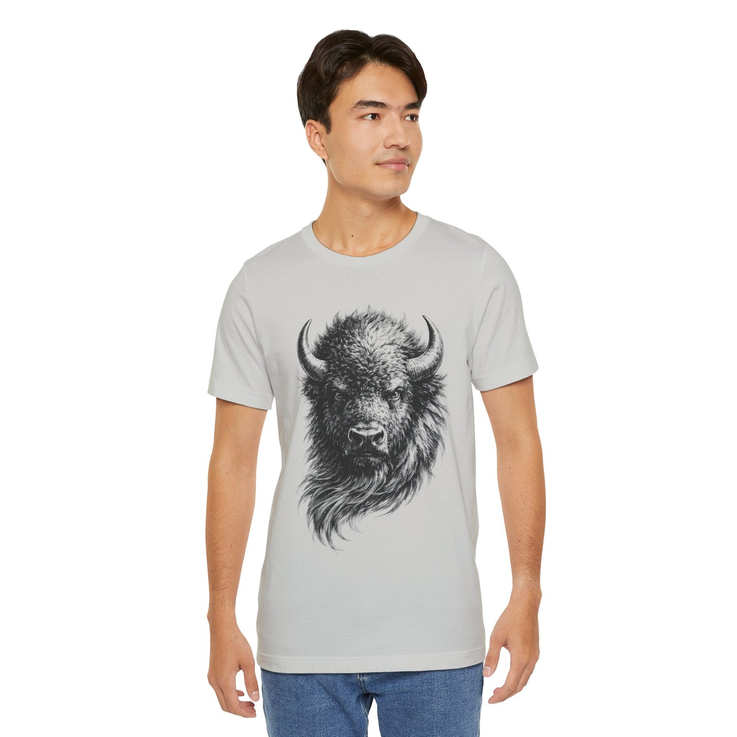 Bison Head Graphic Tee — Vintage Buffalo Illustration in charcoal drawing style T-Shirt