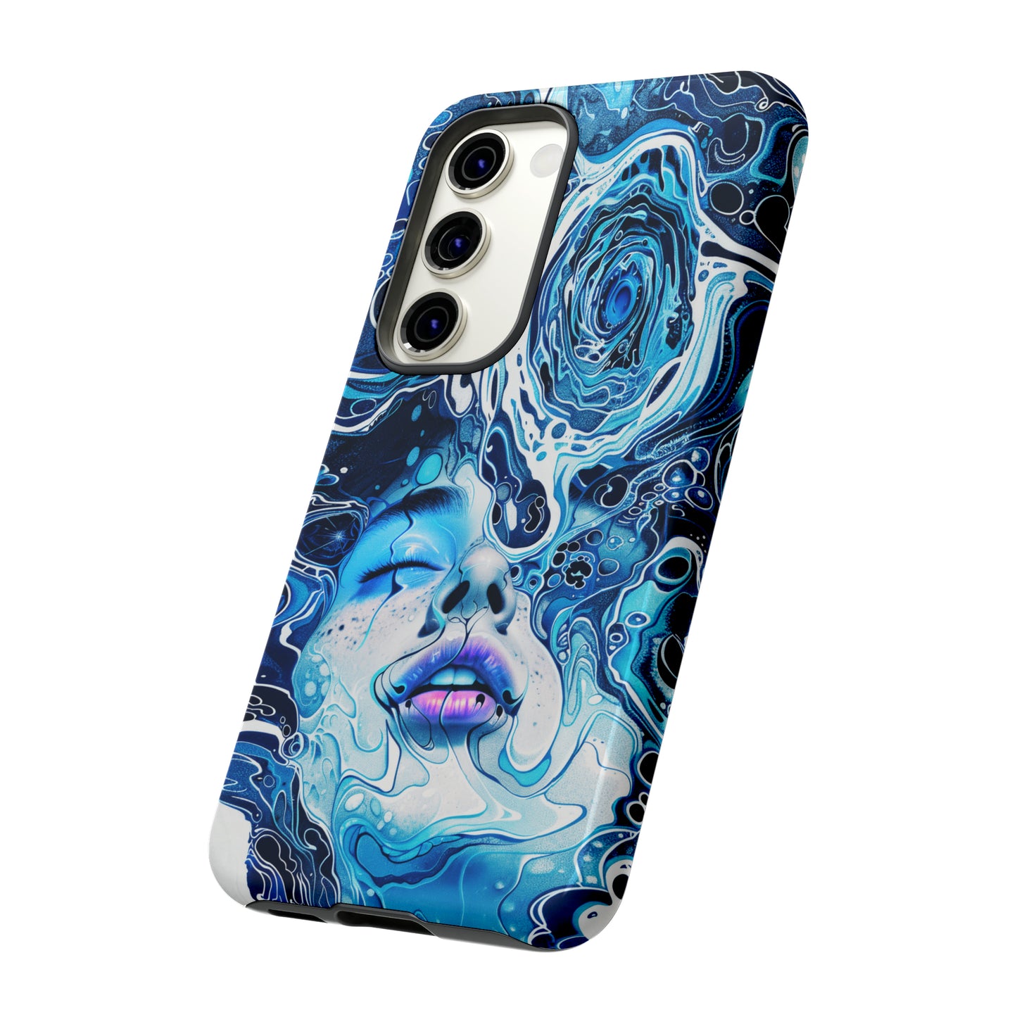 Phone Case, whimsical water fantasy design, blue woman in water, Artistic design, Tough Case, , iPhone 15, 14, 13, 12, 11, Samsung, Pixel