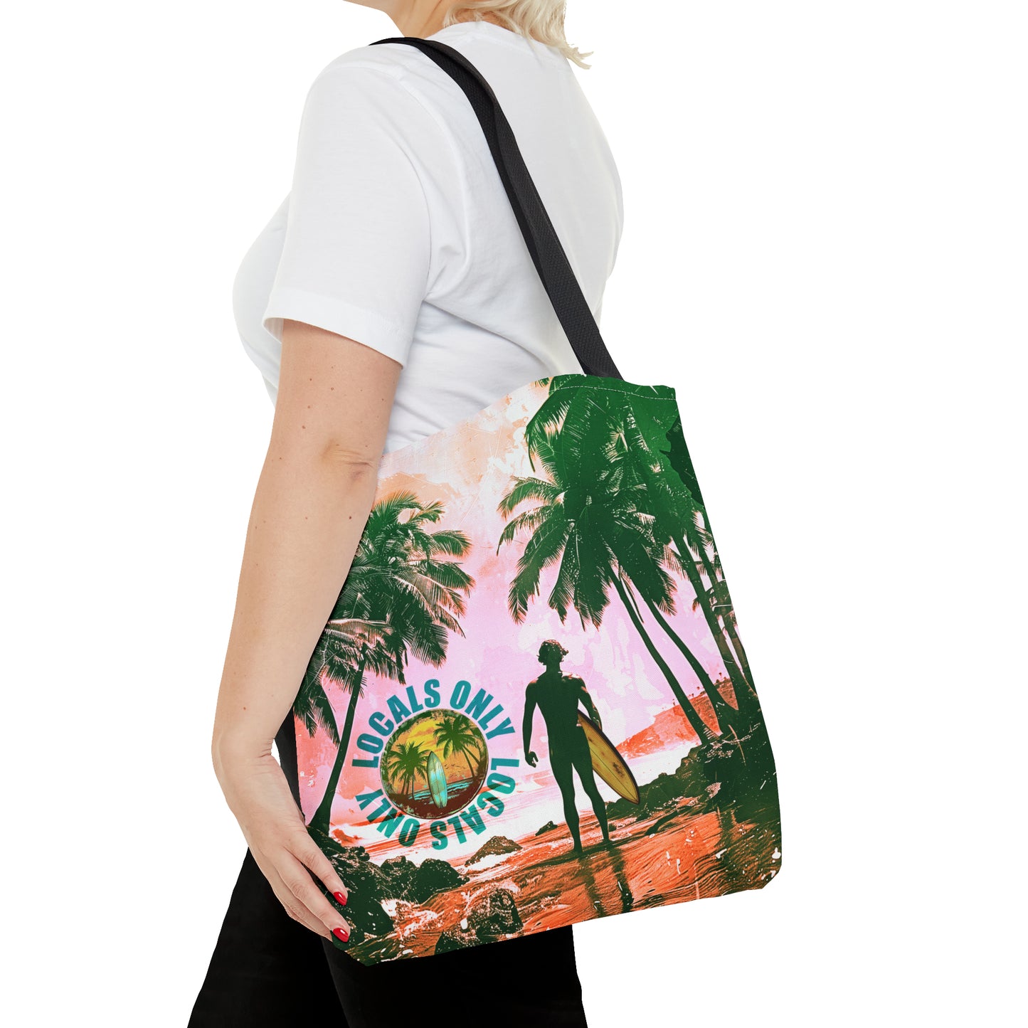 Locals only beach scene Tote Bag (AOP)
