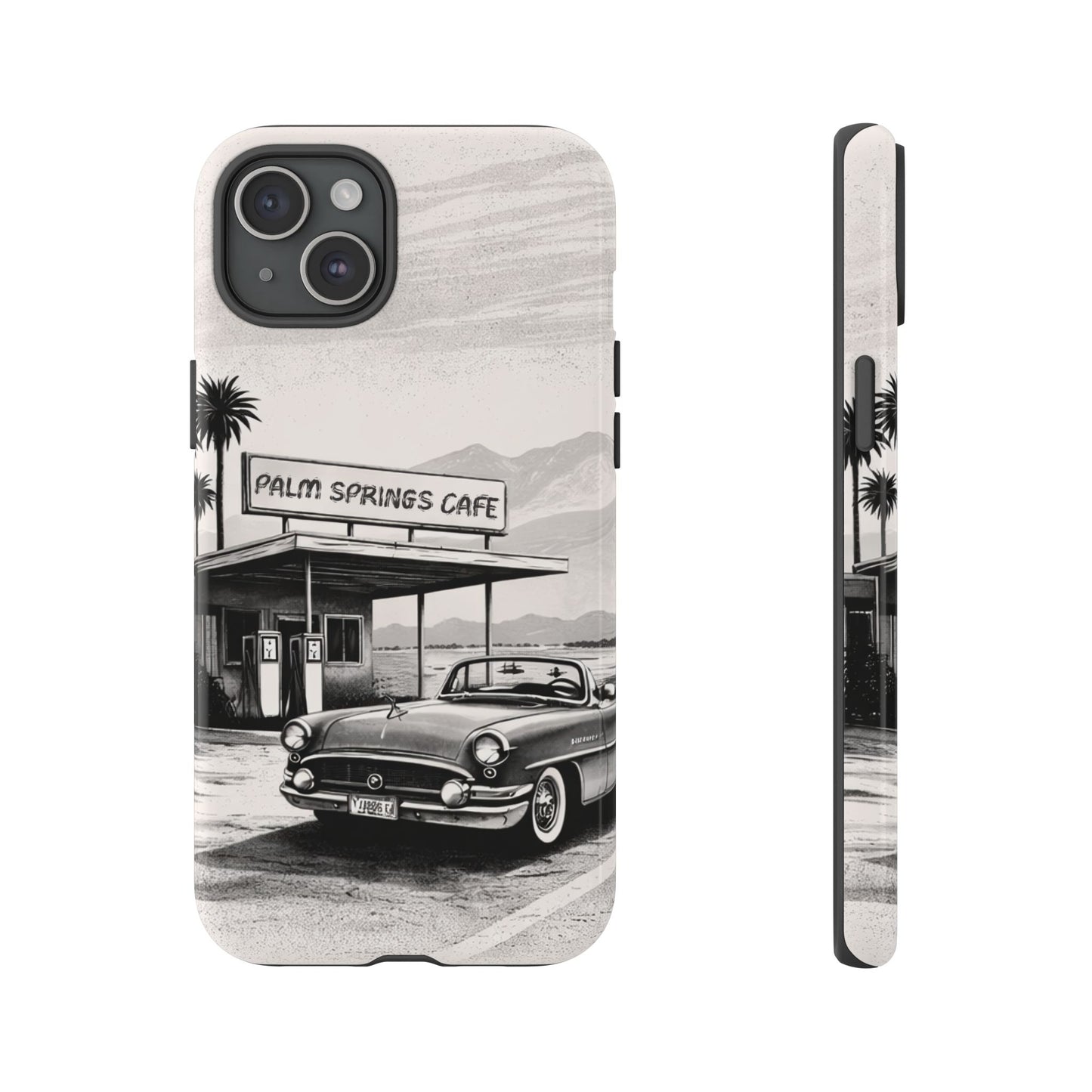 Vintage Palm Springs Cafe Phone Case – Retro Convertible Roadtrip Design