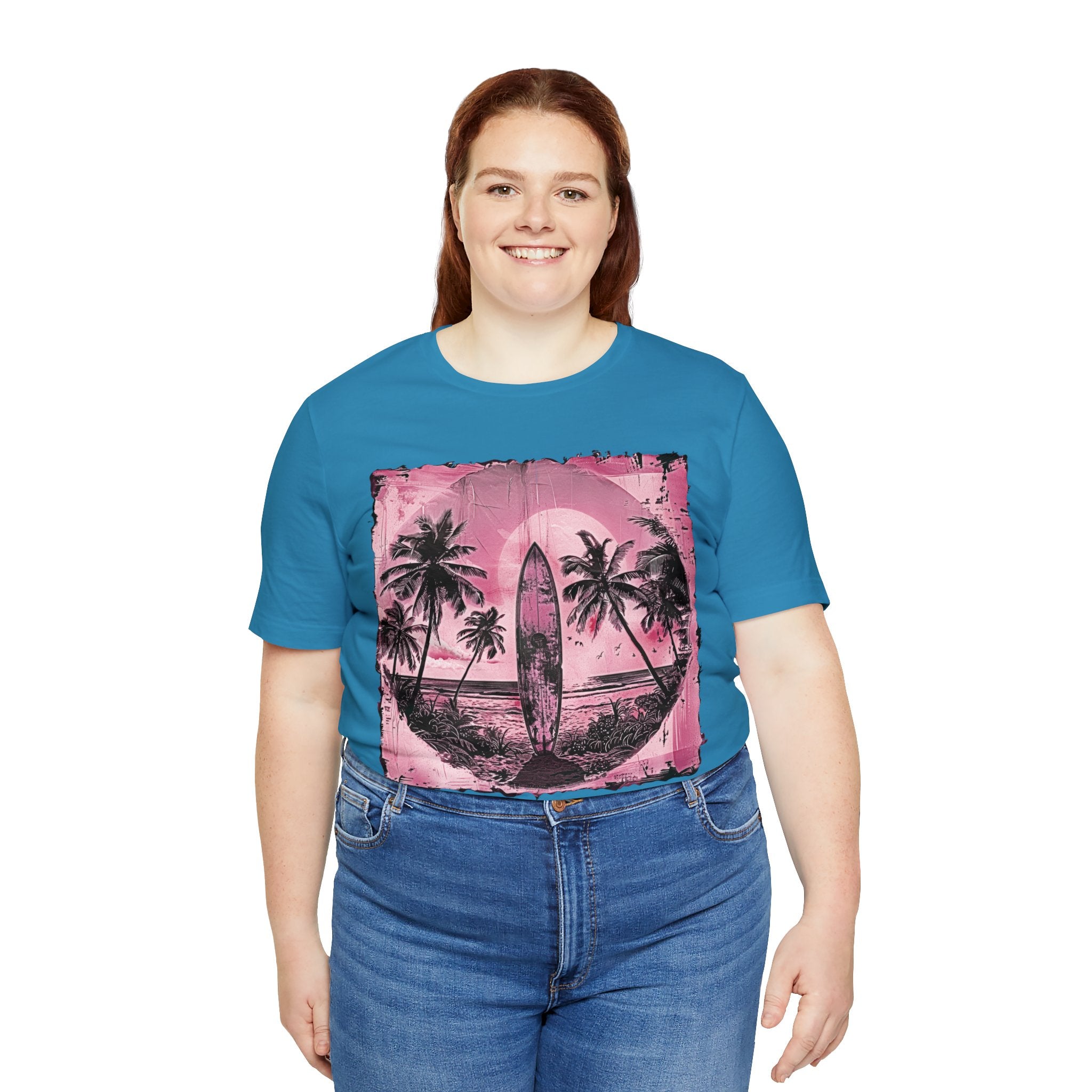 Pink vintage surfboard Unisex Jersey Short Sleeve Tee