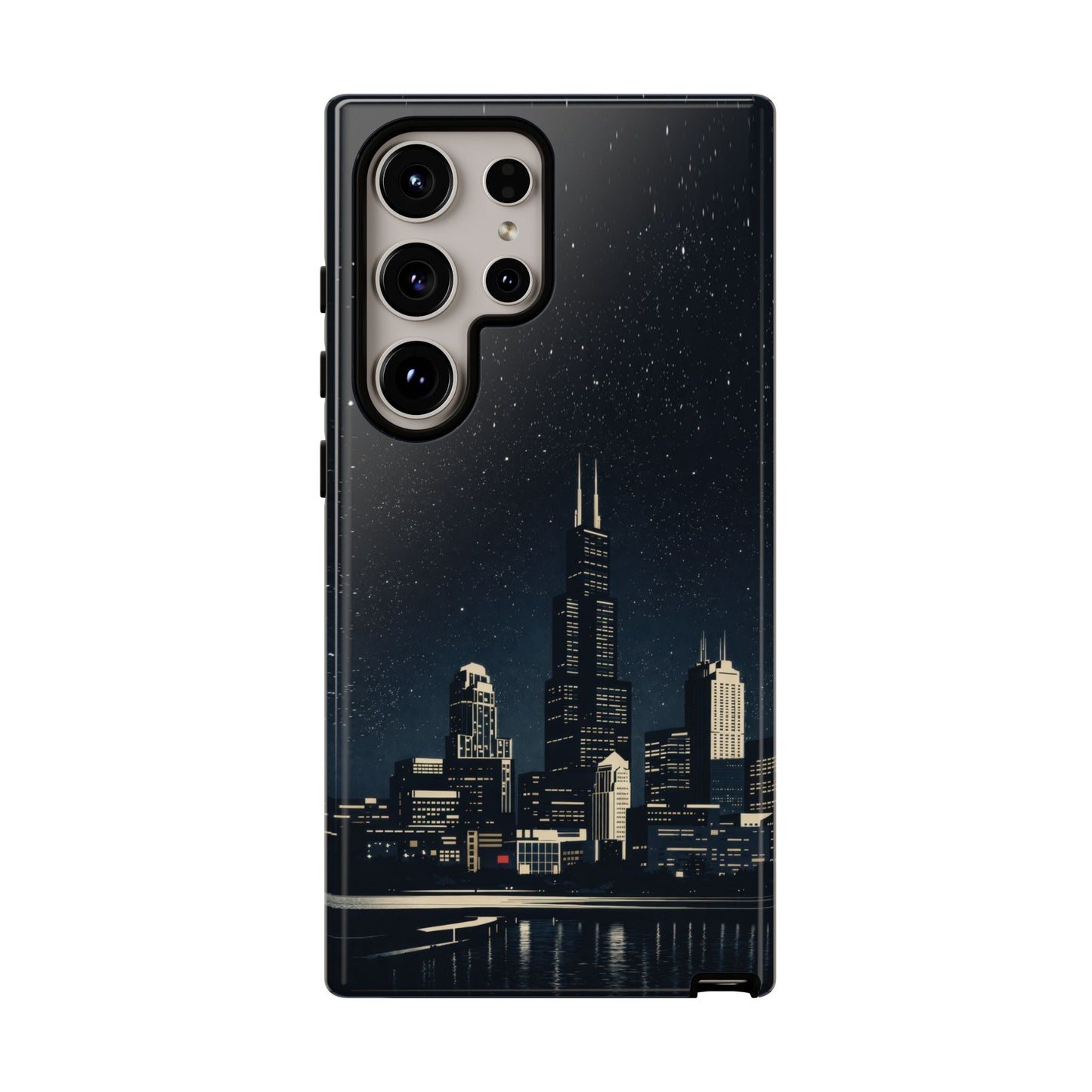 Chicago City Skyline Tough Phone Case – Nighttime Chicago Skyscraper Design