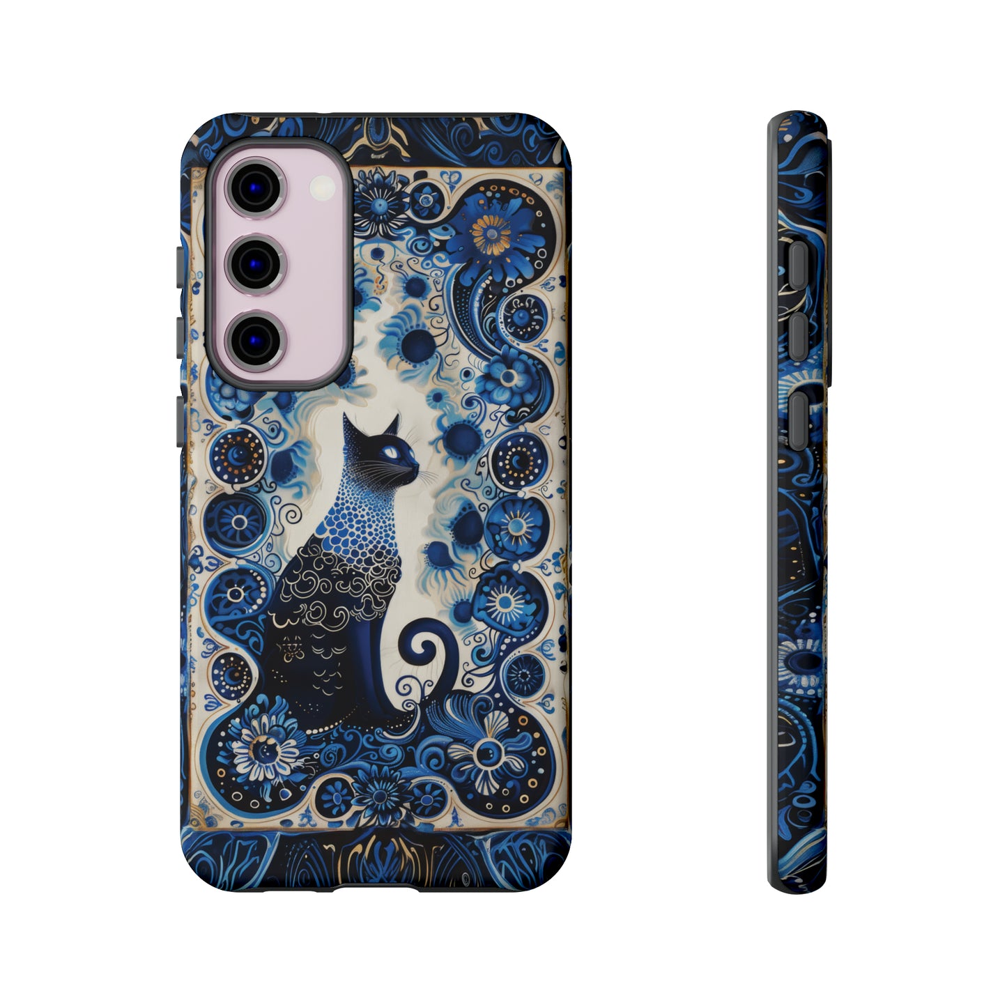 Black cat in frame Tough Cases