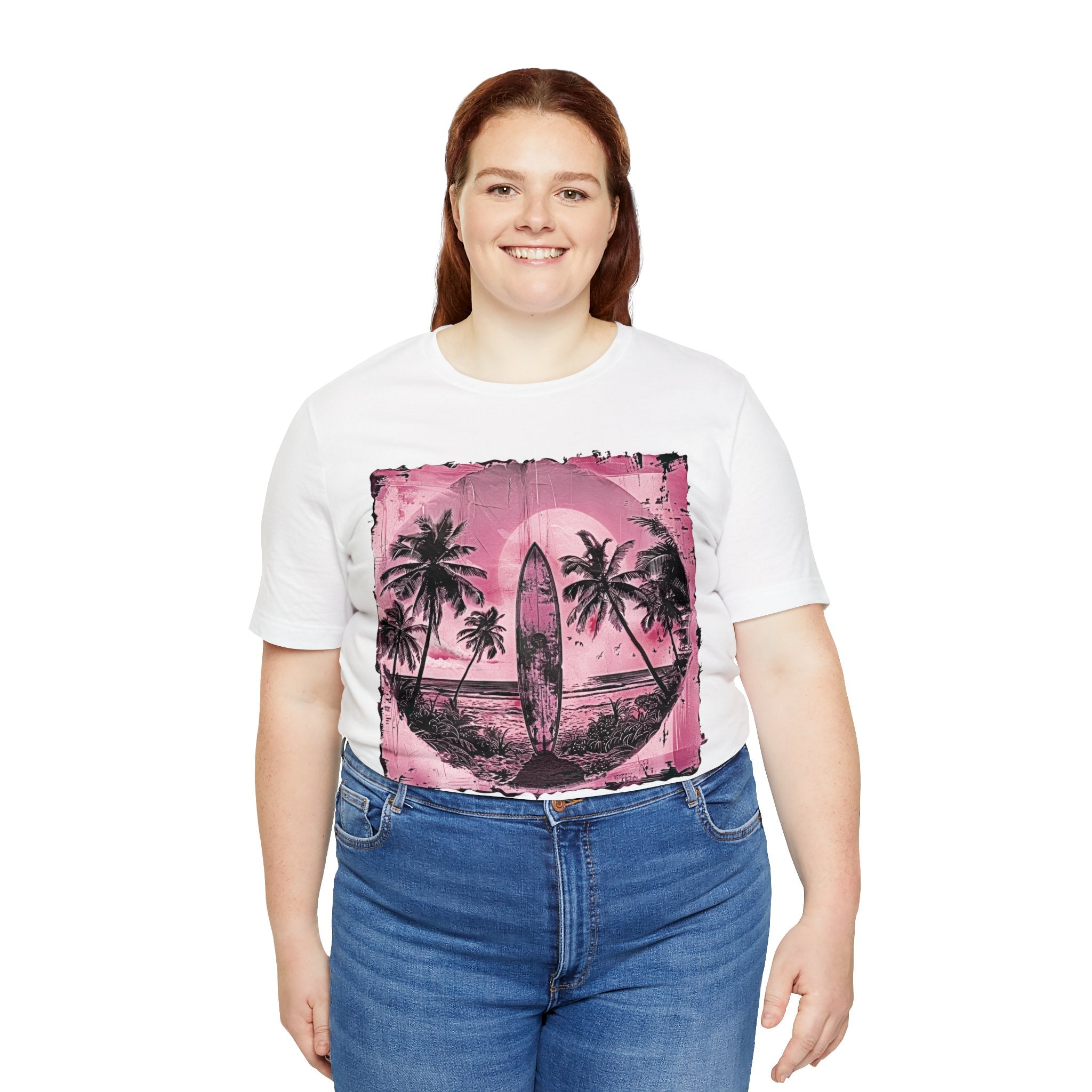 Pink vintage surfboard Unisex Jersey Short Sleeve Tee