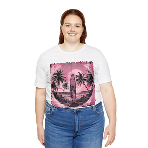Pink vintage surfboard Unisex Jersey Short Sleeve Tee