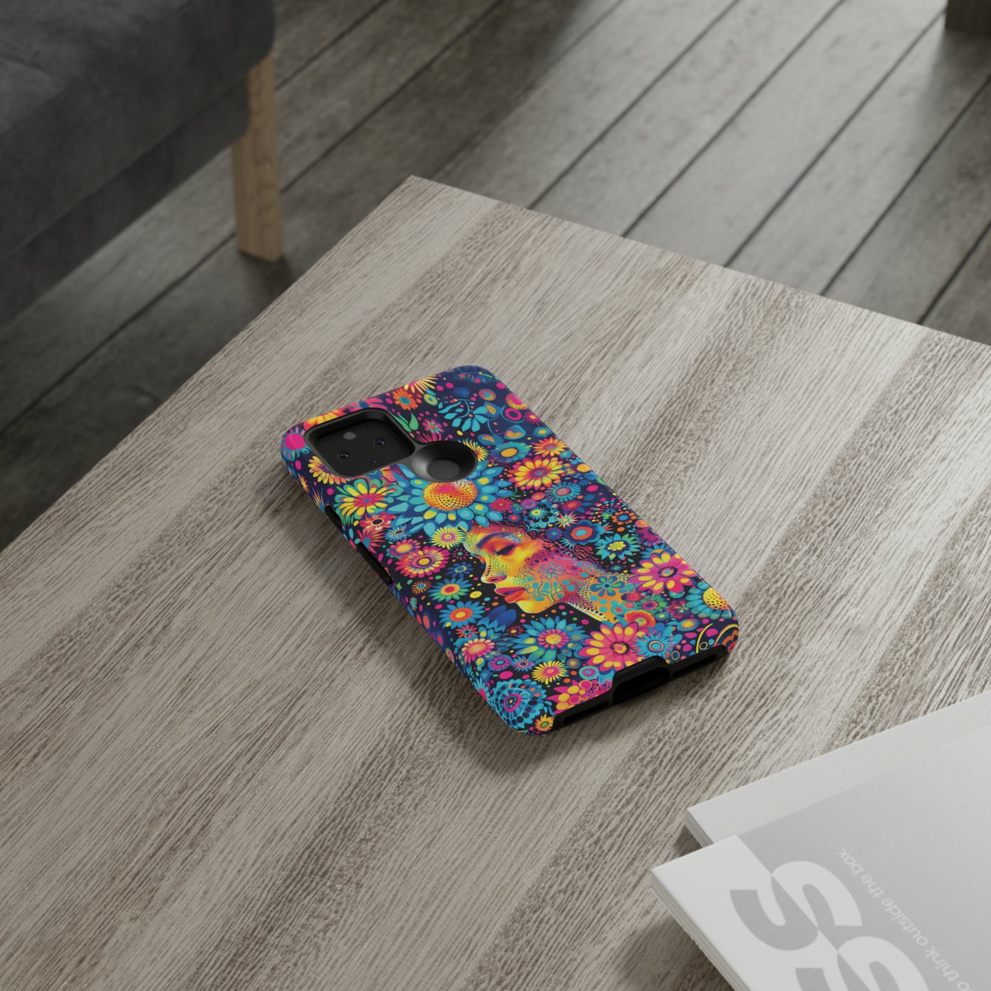 Phone Case, whimsical flower girl, Artistic design, Tough Case, Colorful flower fantasy design, iPhone 15, 14, 13, 12, 11, Samsung, Pixel