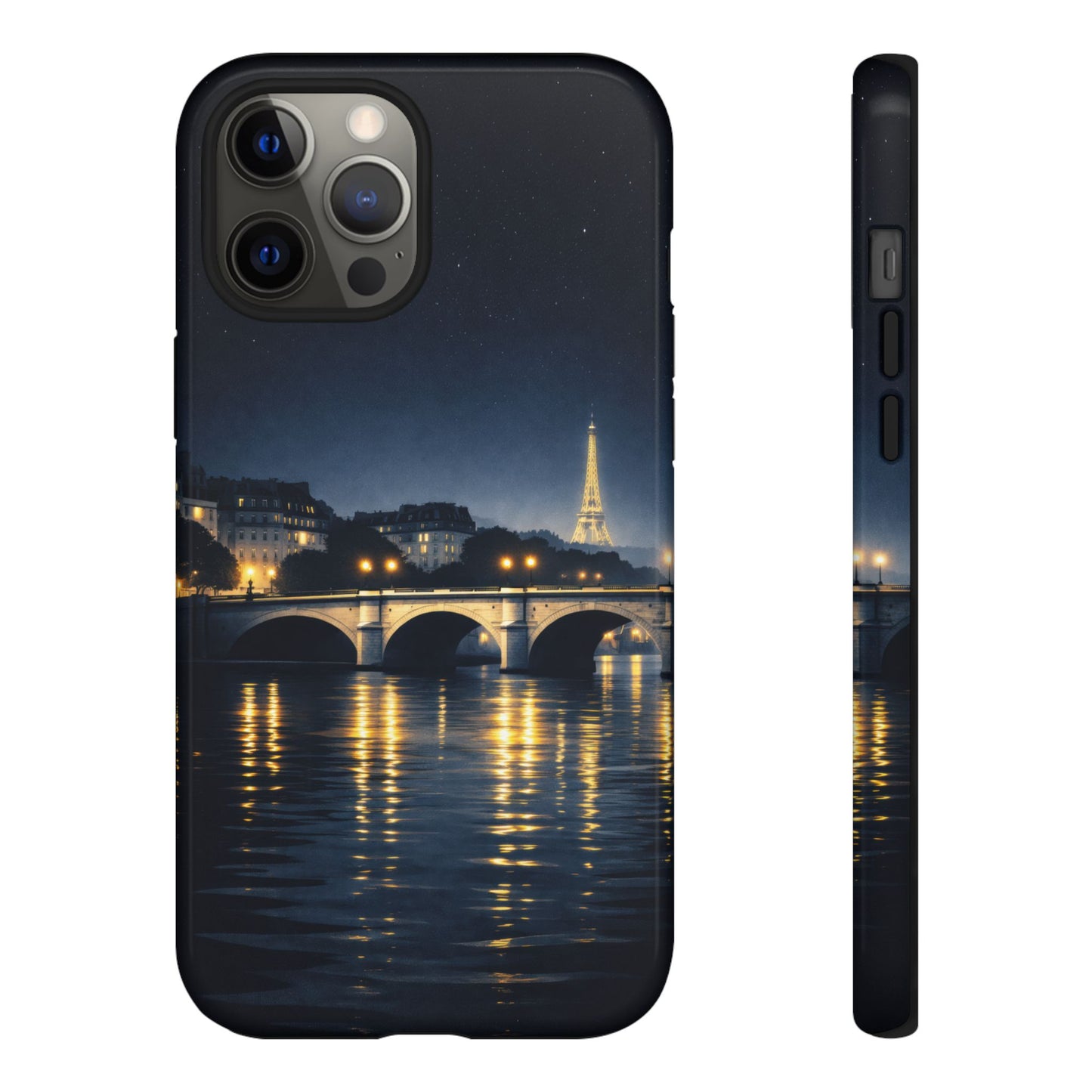 Paris Night Skyline Tough Phone Case — Eiffel Tower Reflections