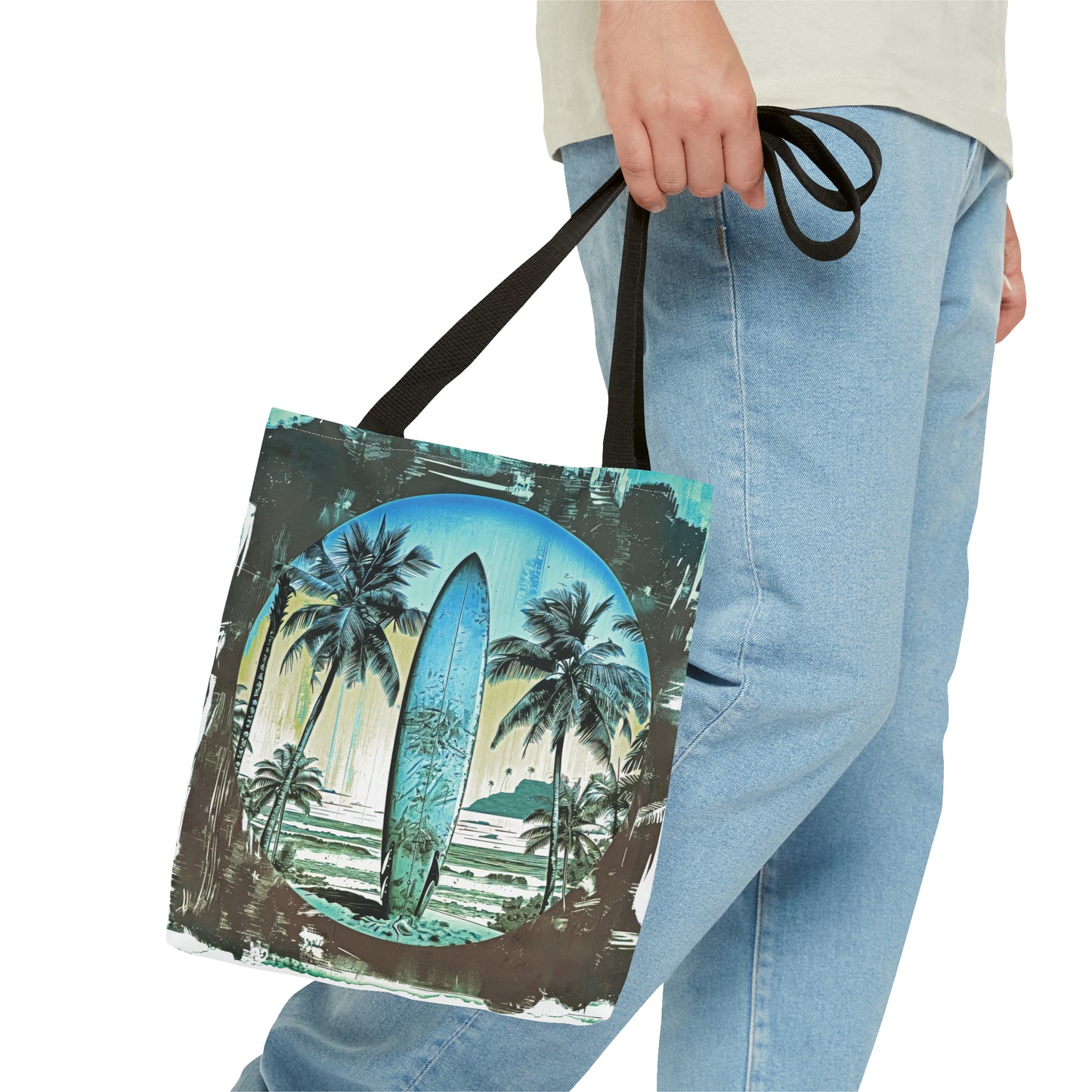 Blue surfboard Tote Bag (AOP)