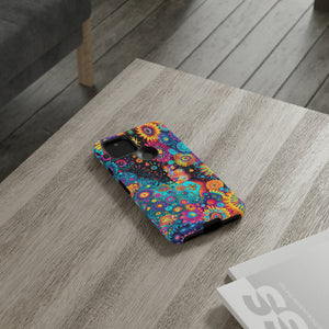 Phone Case, 1970's inspired flower girl, Artistic design, Tough Case, Colorful whimsical flower fantasy design, iPhone 15, 14, 13, 12, 11, Samsung, Pixel