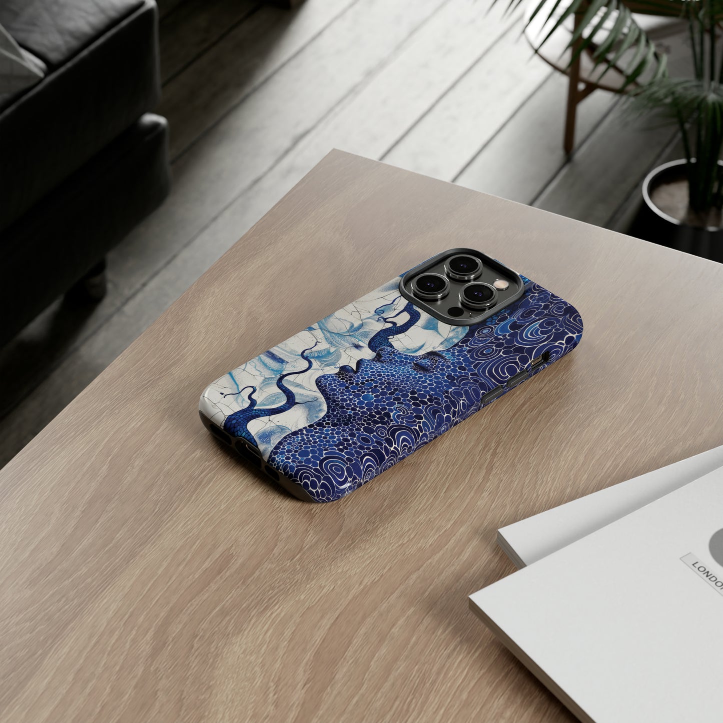 Phone Case, blue woman Artistic design, Tough Case, Colorful whimsical fantasy design, iPhone 15, 14, 13, 12, 11, Samsung, Pixel