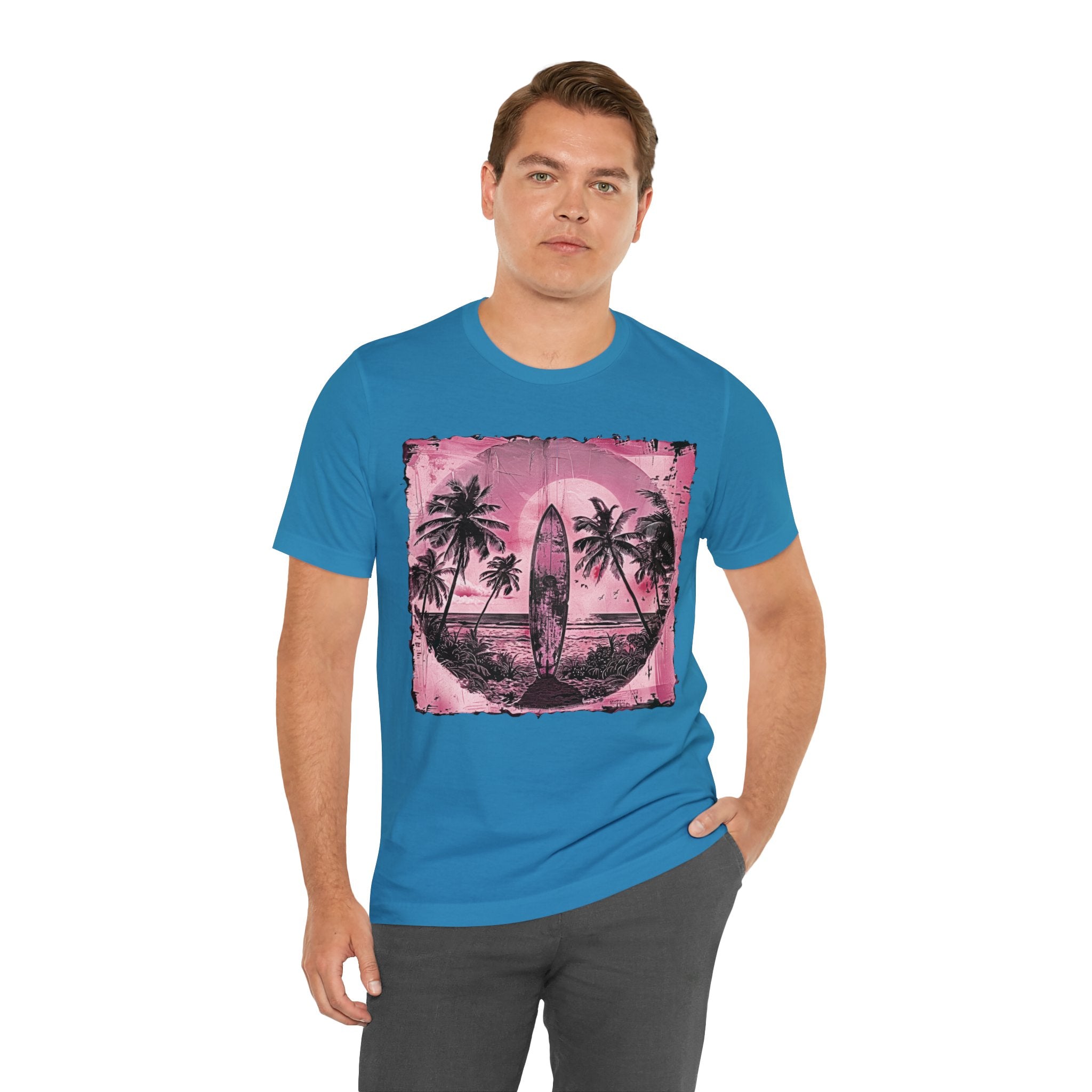 Pink vintage surfboard Unisex Jersey Short Sleeve Tee