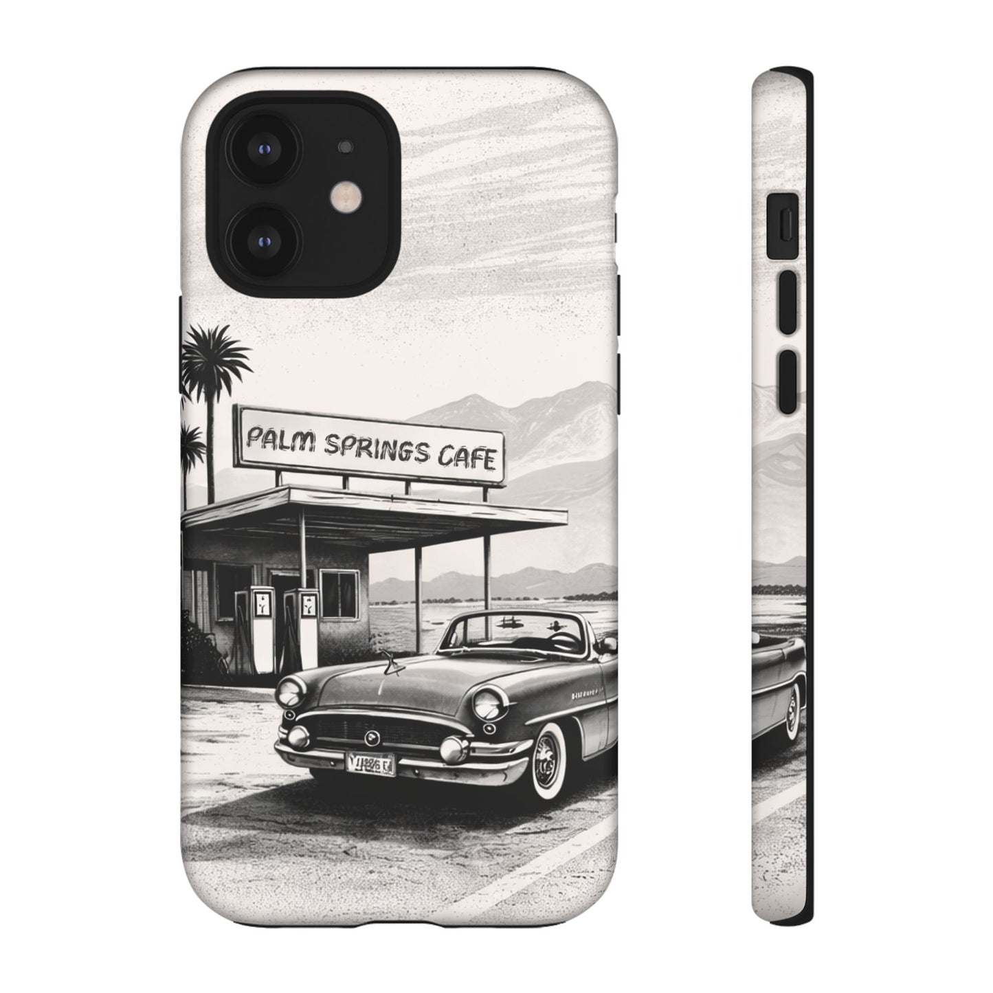 Vintage Palm Springs Cafe Phone Case – Retro Convertible Roadtrip Design