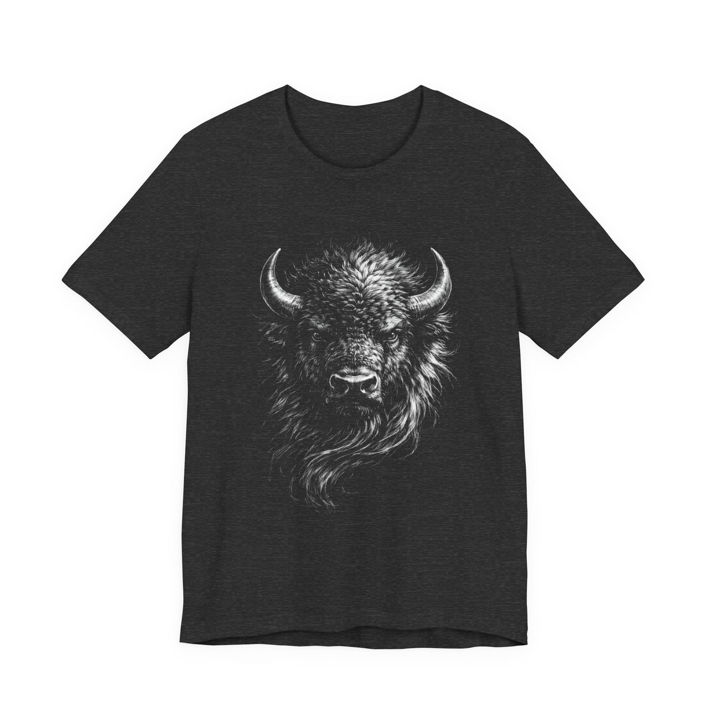 Buffalo Head Graphic T-Shirt in chalk drawing style — Vintage Bison Illustration Tee for Outdoorsmen & Wildlife Lovers