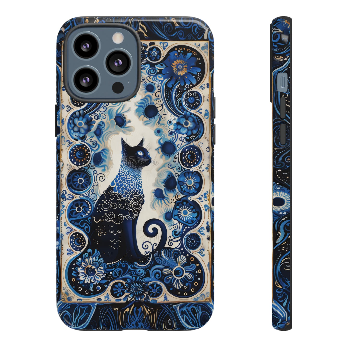 Black cat in frame Tough Cases