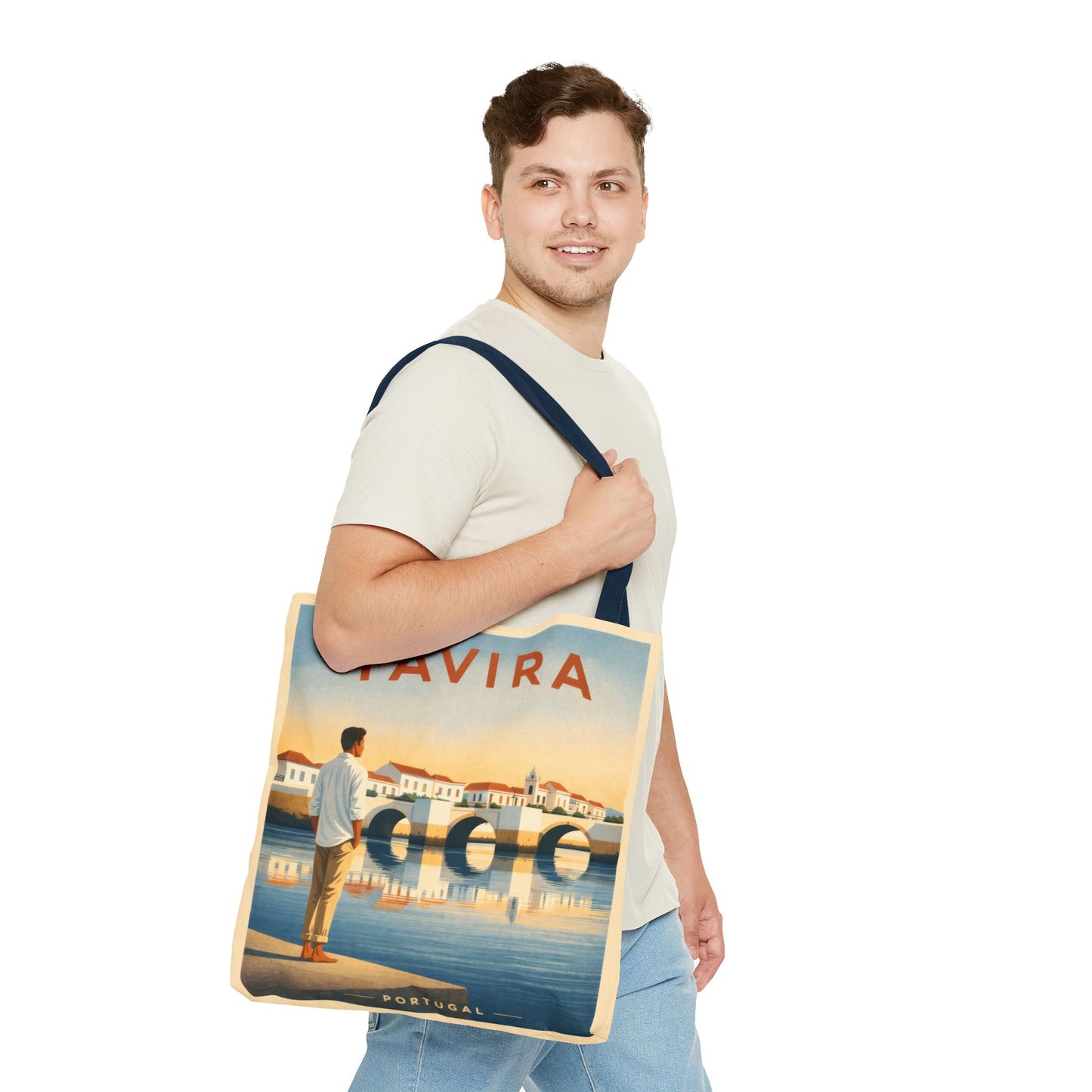 Tavira Portugal Vintage Travel Poster Tote Bag, Iconic Tavira