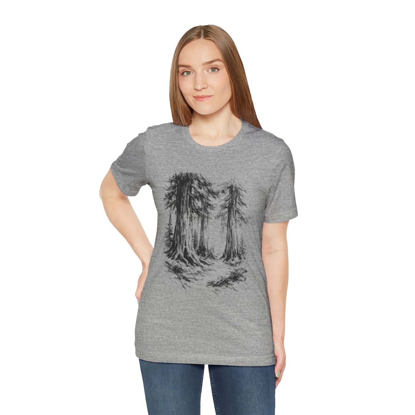 Forest Sketch Tee — Hand-Drawn Redwoods Graphic T-Shirt
