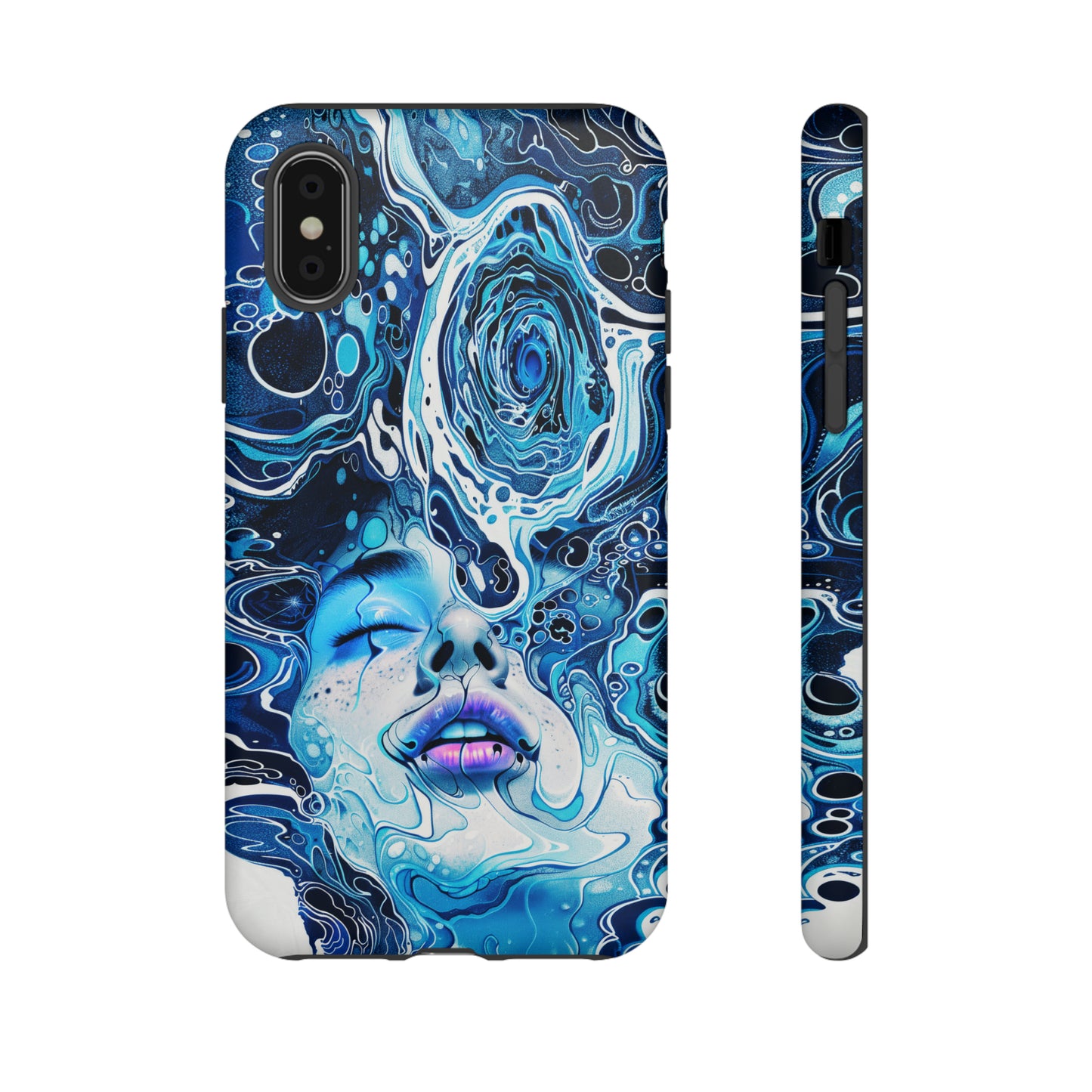 Phone Case, whimsical water fantasy design, blue woman in water, Artistic design, Tough Case, , iPhone 15, 14, 13, 12, 11, Samsung, Pixel